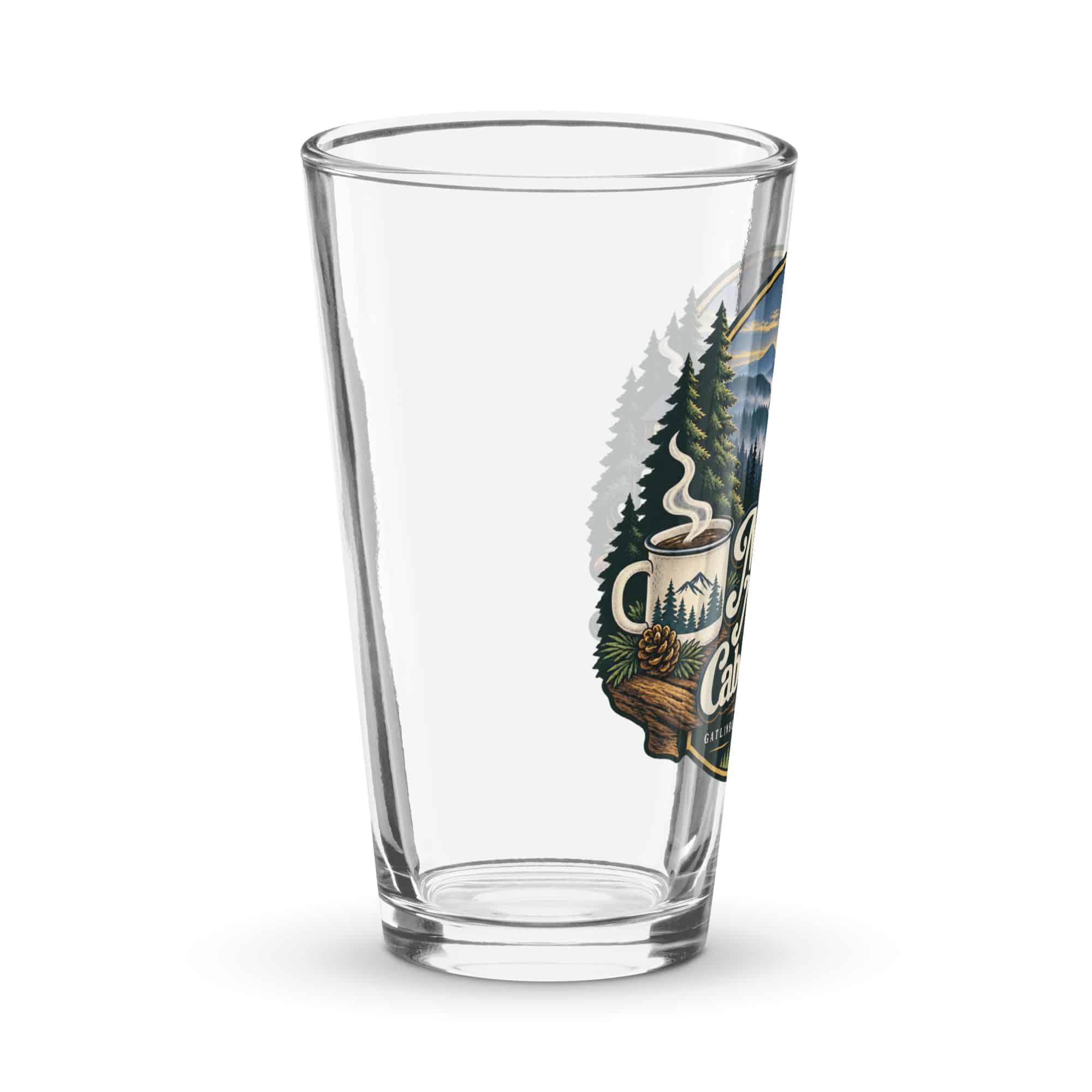 Gatlinburg and the Smokies Pint Glass: Mountain Mornings. Cabin Evenings, Woodland Scenic Lettering