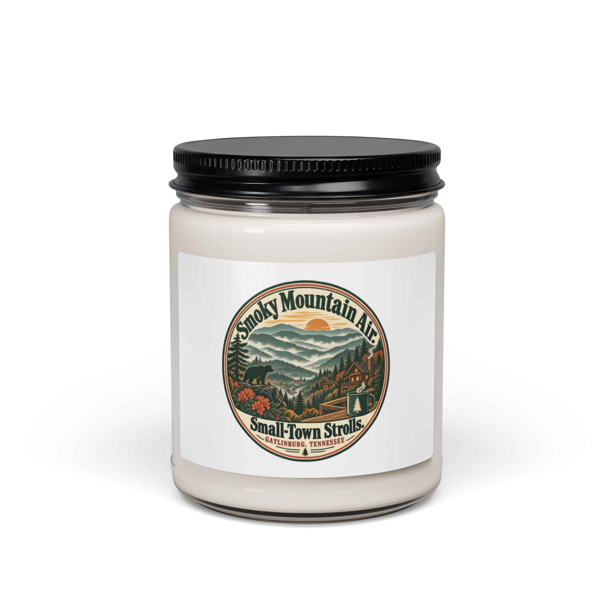 Gatlinburg and the Smokies Soy Wax Candle: Smoky Mountain Air. Small-Town Strolls, Vintage Round Badge