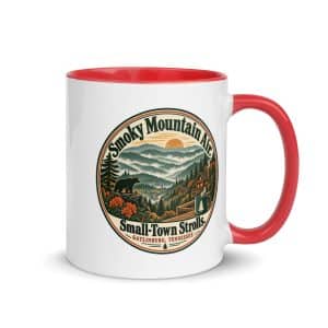 Gatlinburg and the Smokies Color Inside Coffee Mug: Smoky Mountain Air. Small-Town Strolls, Vintage Round Badge - 11 oz - Main