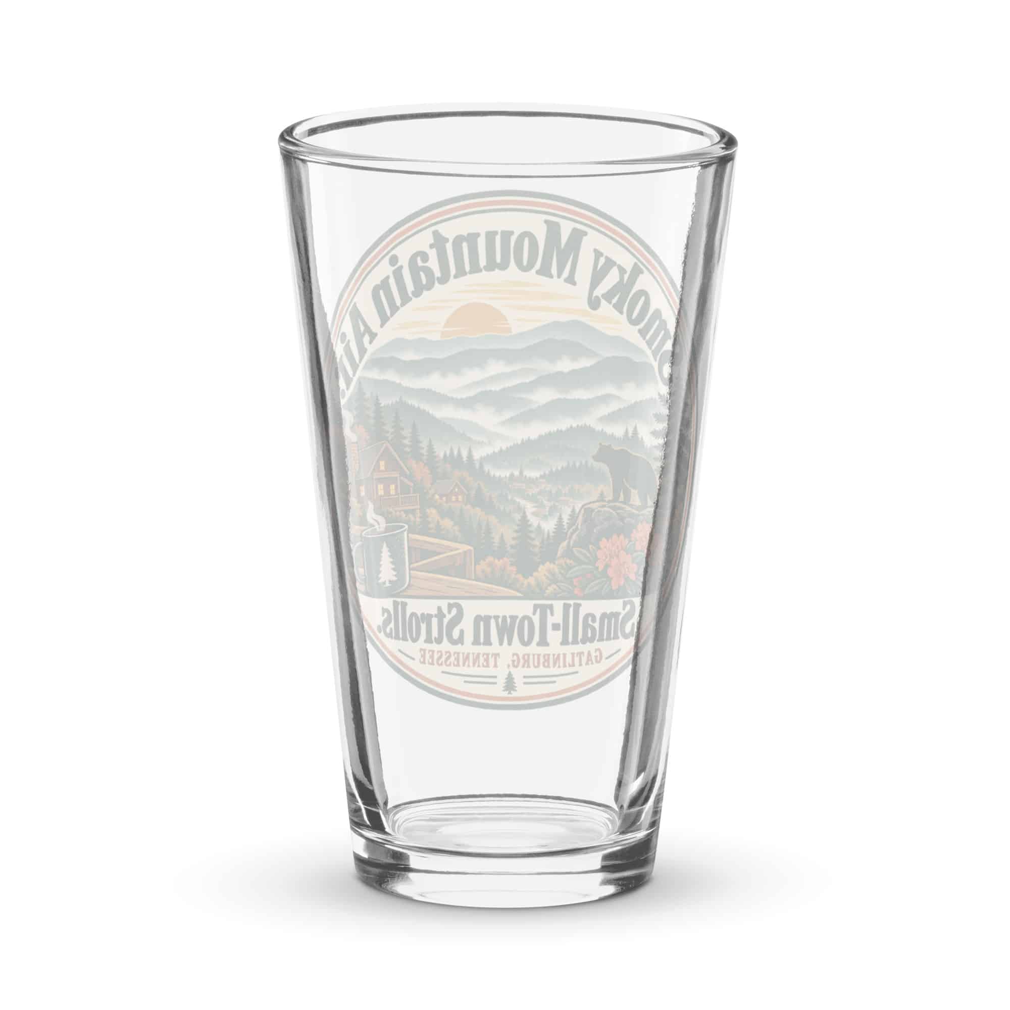Gatlinburg and the Smokies Pint Glass: Smoky Mountain Air. Small-Town Strolls, Vintage Round Badge
