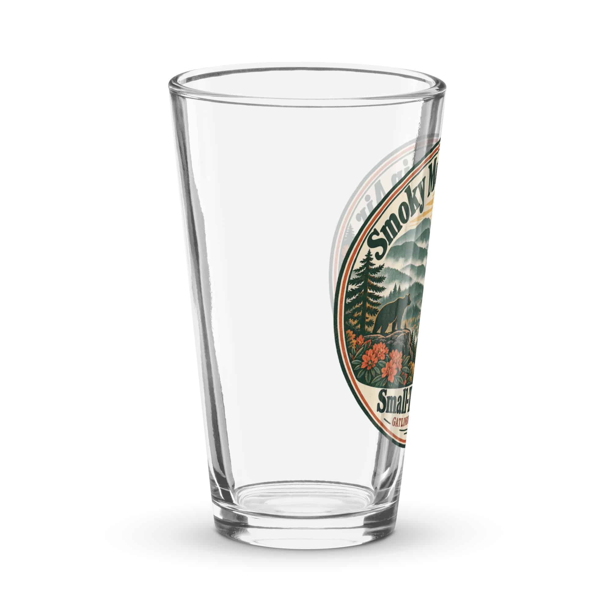 Gatlinburg and the Smokies Pint Glass: Smoky Mountain Air. Small-Town Strolls, Vintage Round Badge