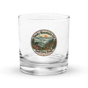 Gatlinburg and the Smokies Rocks Glass: Smoky Mountain Air. Small-Town Strolls, Vintage Round Badge - 10.5 oz - Main