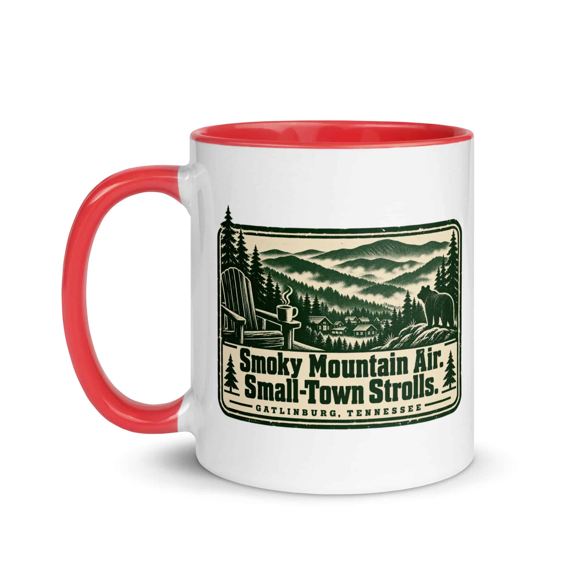Gatlinburg and the Smokies Color Inside Coffee Mug: Smoky Mountain Air. Small-Town Strolls, Forest Ink Stamp