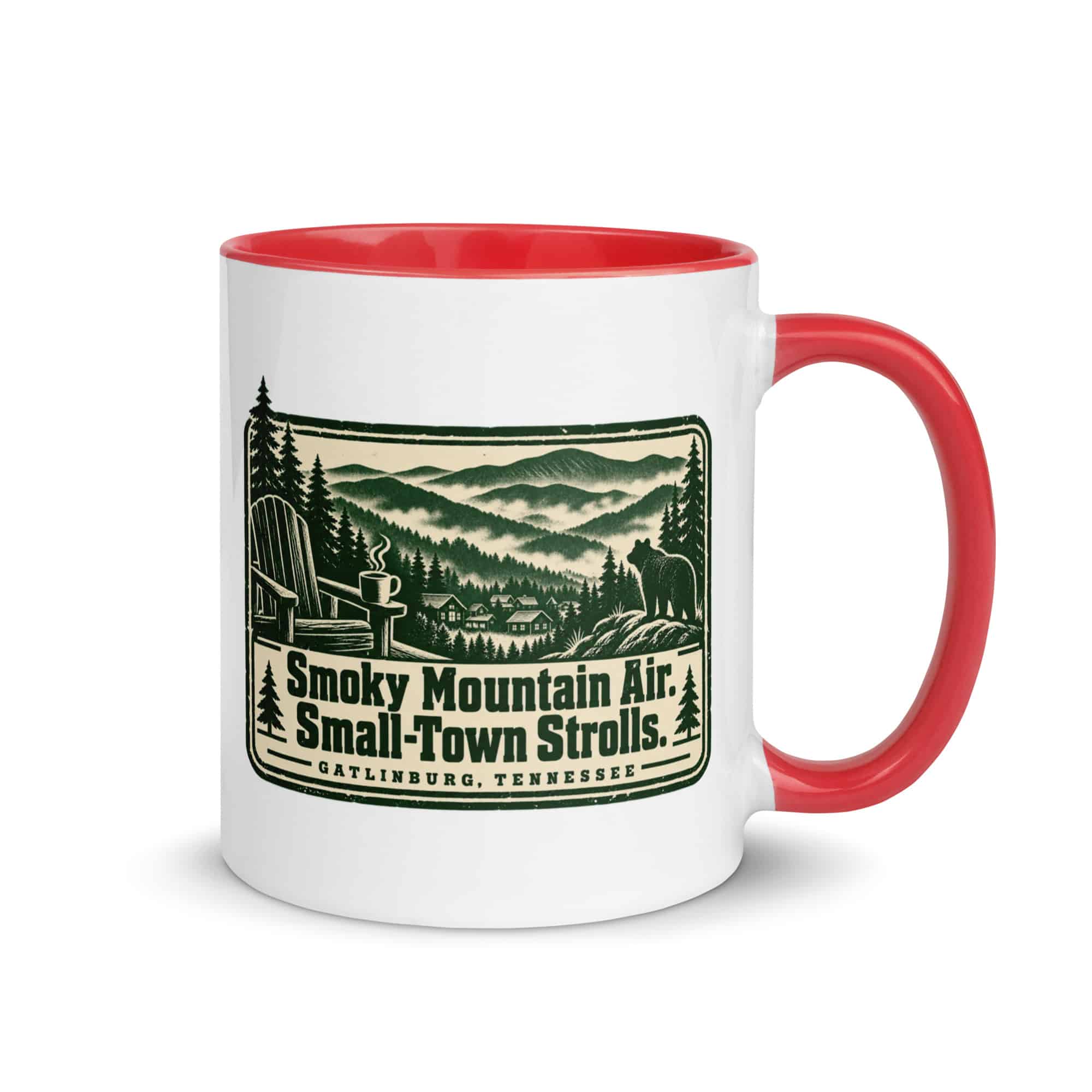 Gatlinburg and the Smokies Color Inside Coffee Mug: Smoky Mountain Air. Small-Town Strolls, Forest Ink Stamp
