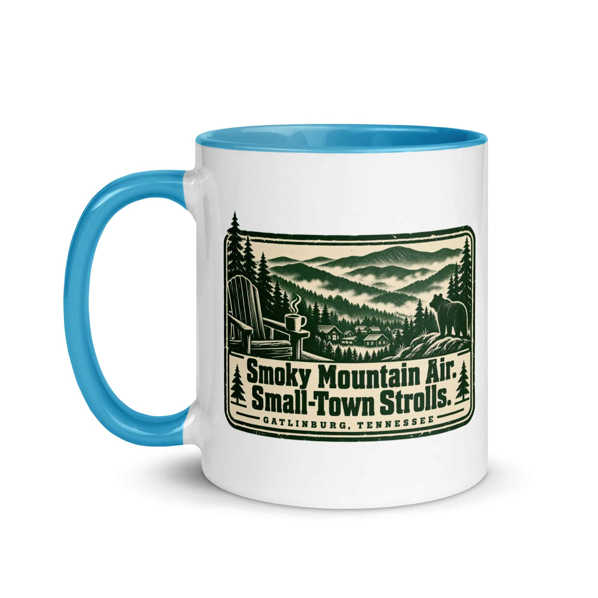 Gatlinburg and the Smokies Color Inside Coffee Mug: Smoky Mountain Air. Small-Town Strolls, Forest Ink Stamp