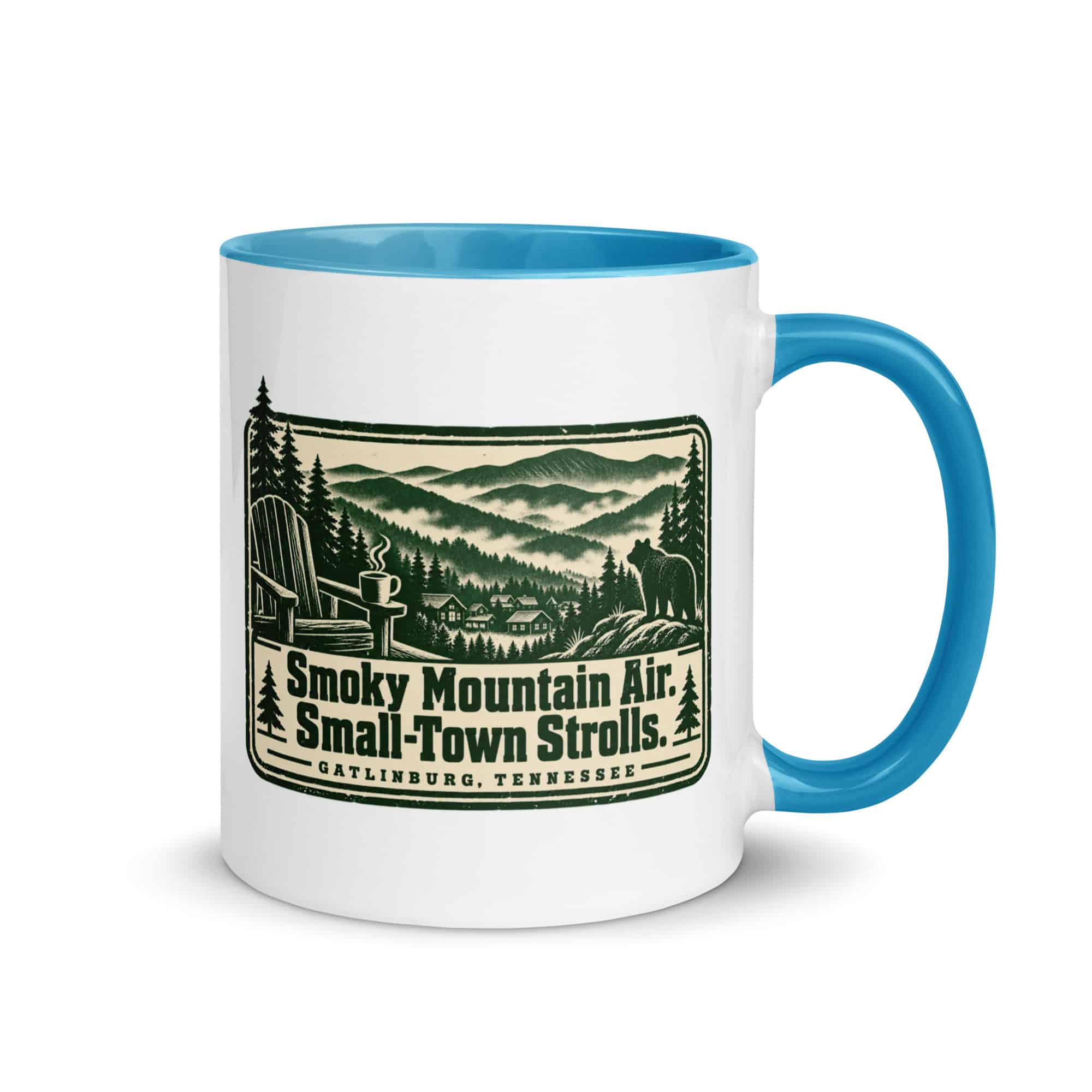 Gatlinburg and the Smokies Color Inside Coffee Mug: Smoky Mountain Air. Small-Town Strolls, Forest Ink Stamp