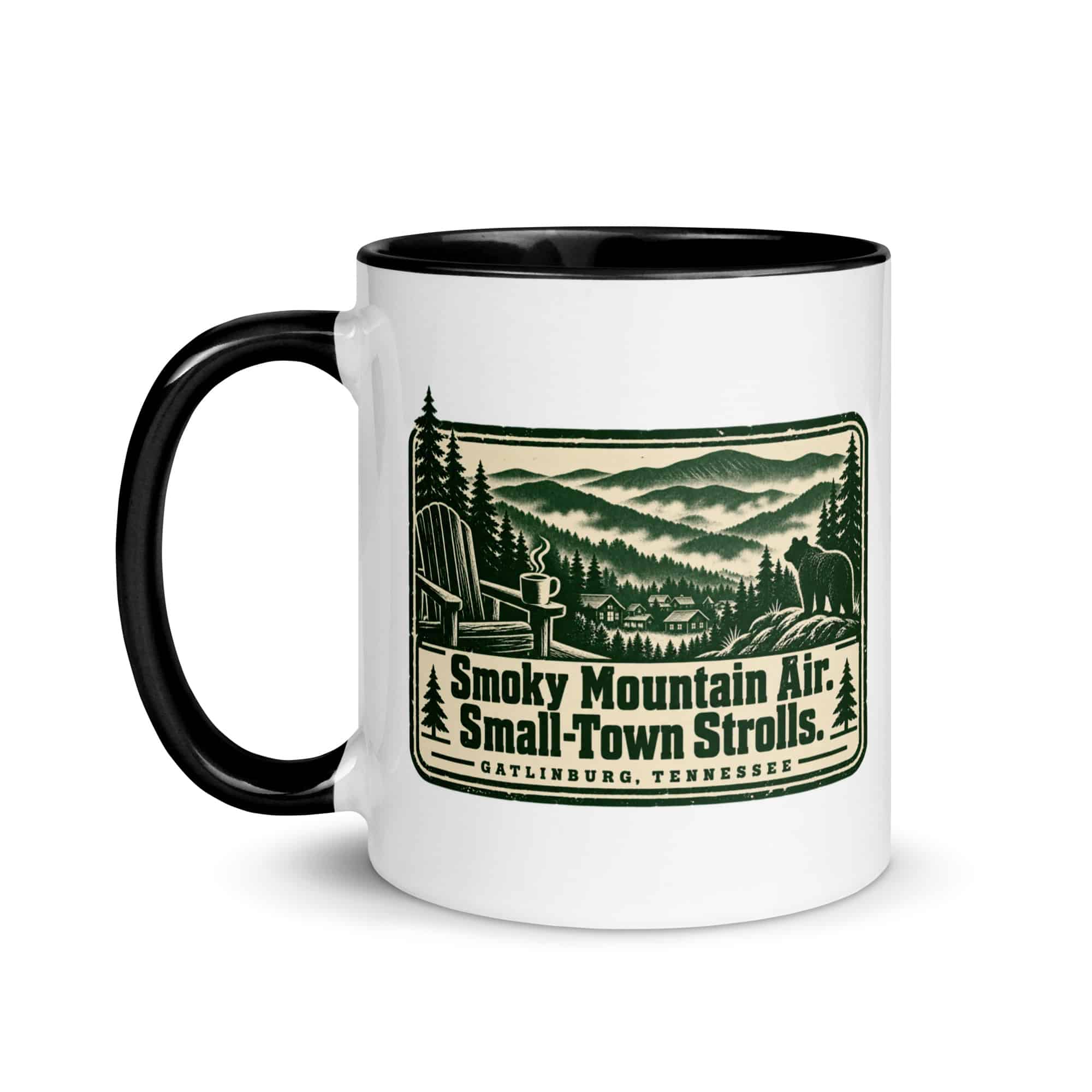 Gatlinburg and the Smokies Color Inside Coffee Mug: Smoky Mountain Air. Small-Town Strolls, Forest Ink Stamp