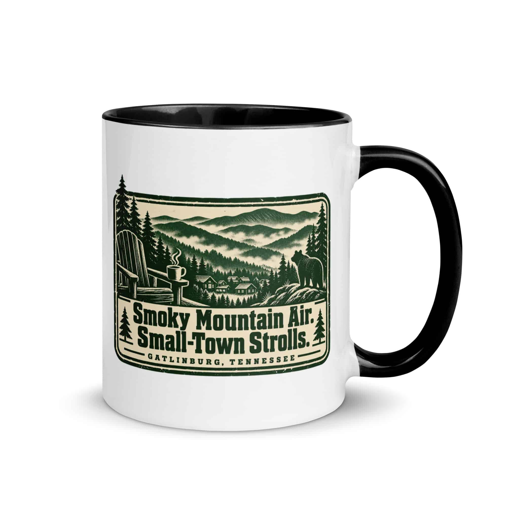 Gatlinburg and the Smokies Color Inside Coffee Mug: Smoky Mountain Air. Small-Town Strolls, Forest Ink Stamp