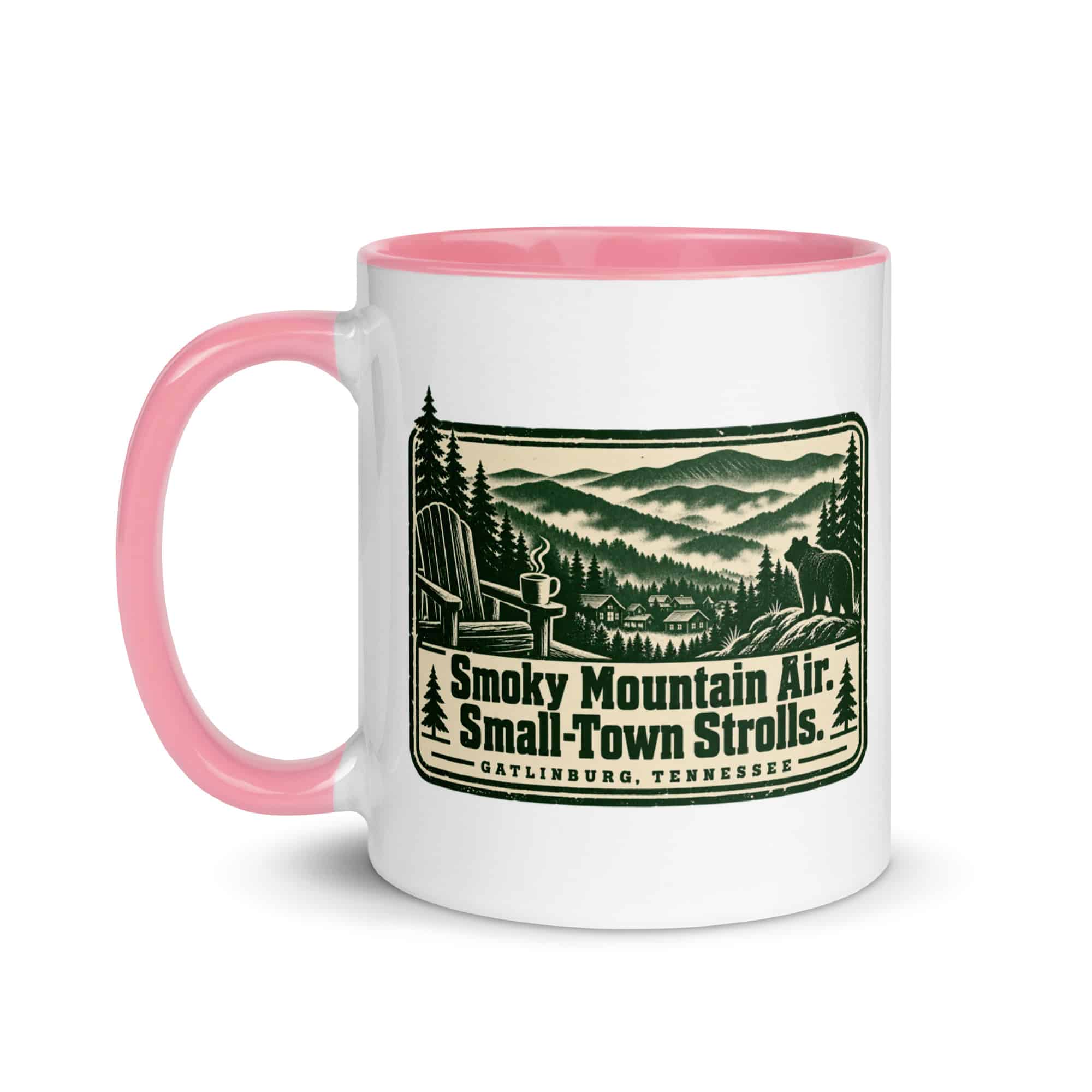 Gatlinburg and the Smokies Color Inside Coffee Mug: Smoky Mountain Air. Small-Town Strolls, Forest Ink Stamp