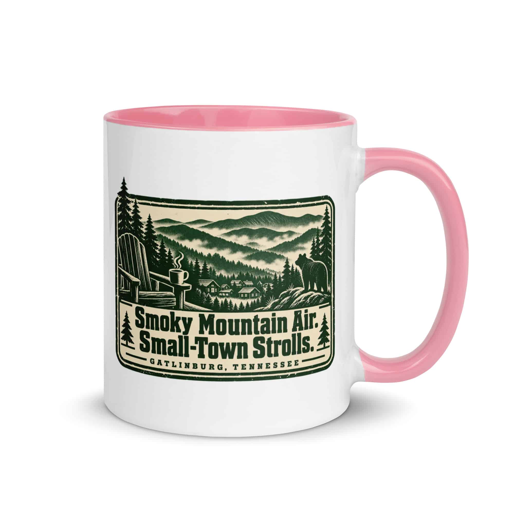 Gatlinburg and the Smokies Color Inside Coffee Mug: Smoky Mountain Air. Small-Town Strolls, Forest Ink Stamp