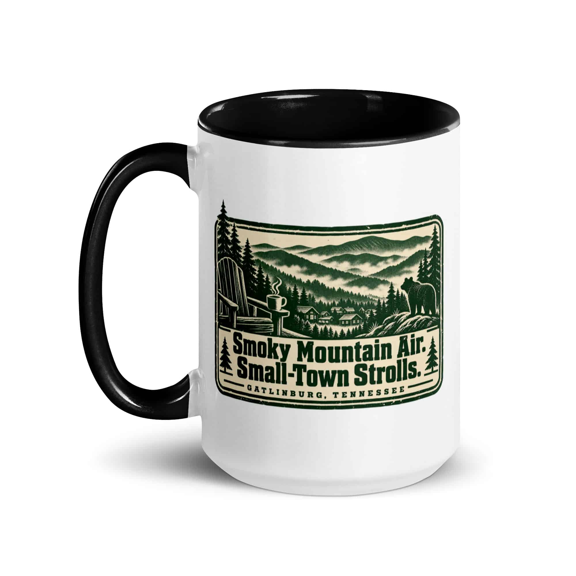 Gatlinburg and the Smokies Color Inside Coffee Mug: Smoky Mountain Air. Small-Town Strolls, Forest Ink Stamp