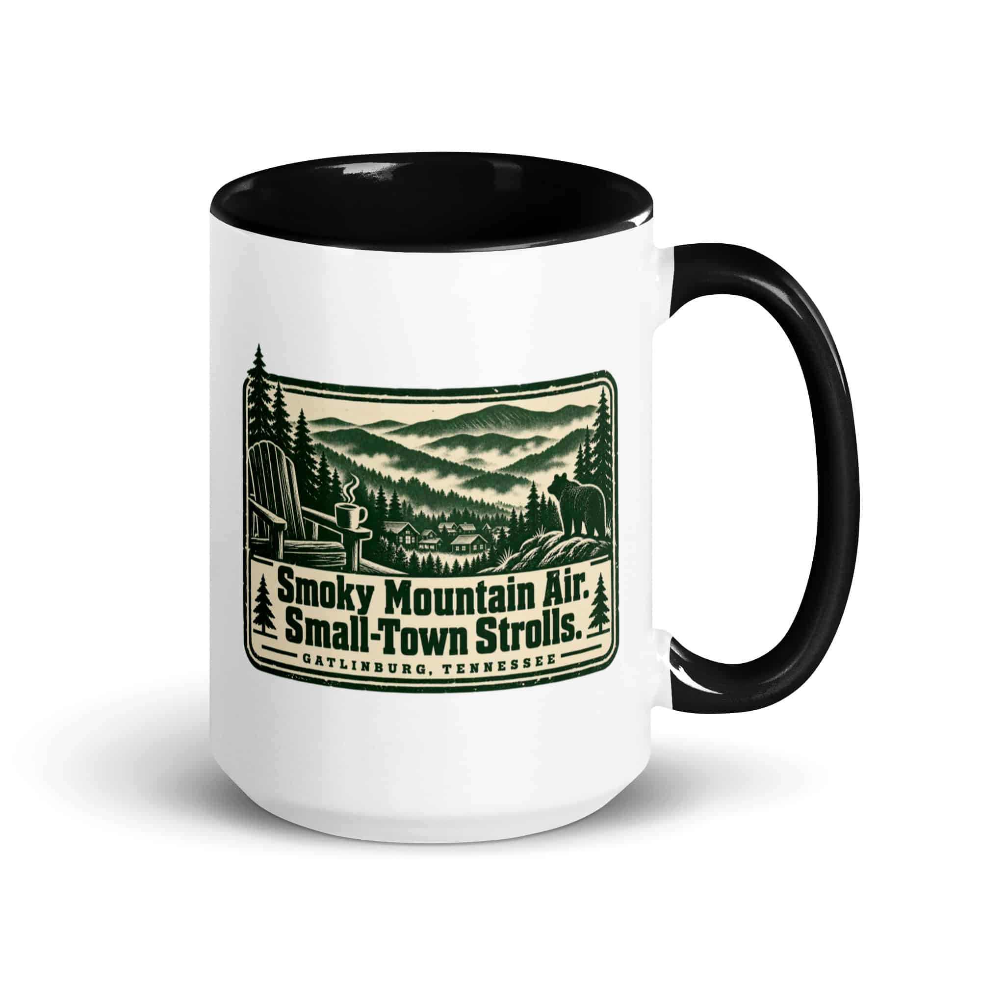 Gatlinburg and the Smokies Color Inside Coffee Mug: Smoky Mountain Air. Small-Town Strolls, Forest Ink Stamp