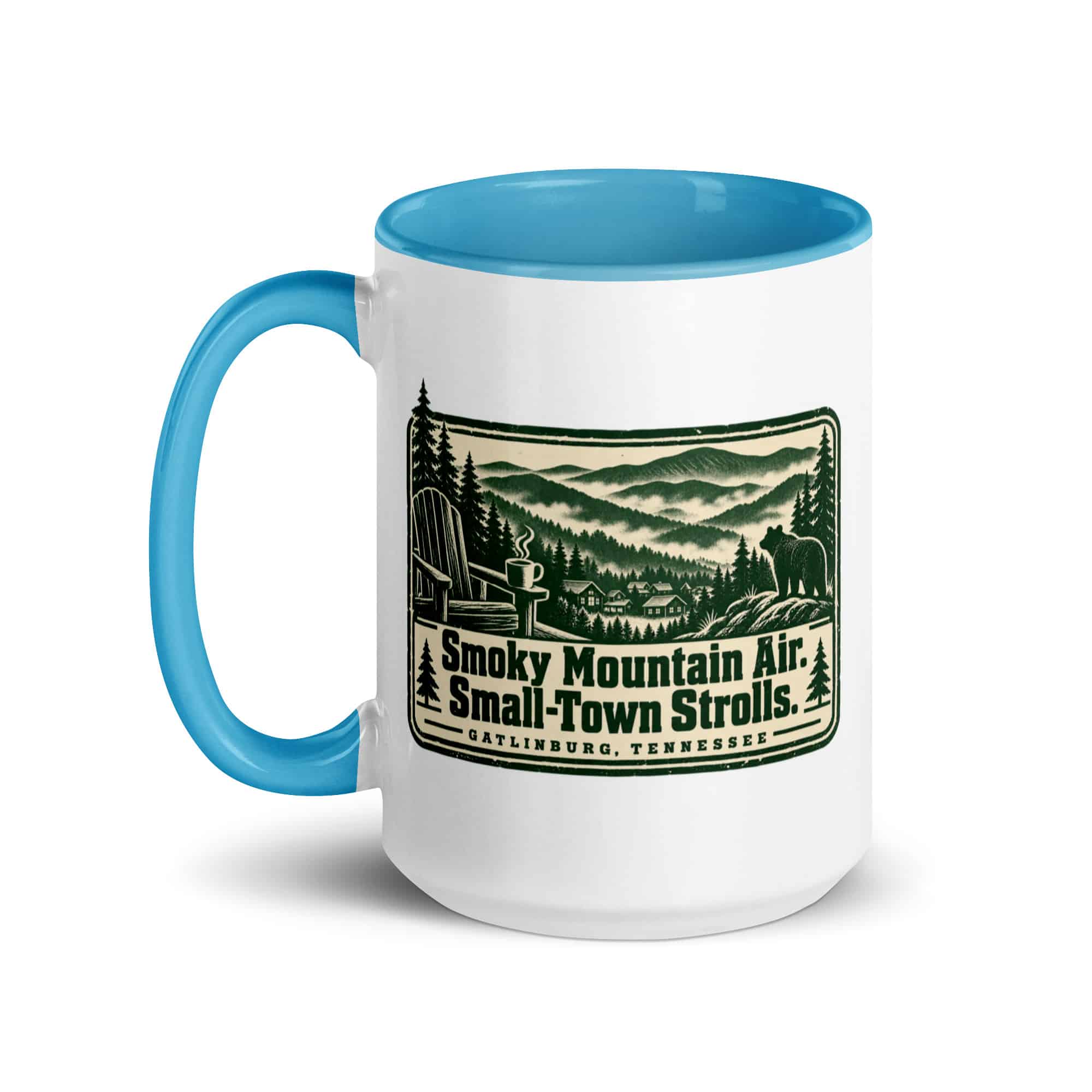 Gatlinburg and the Smokies Color Inside Coffee Mug: Smoky Mountain Air. Small-Town Strolls, Forest Ink Stamp
