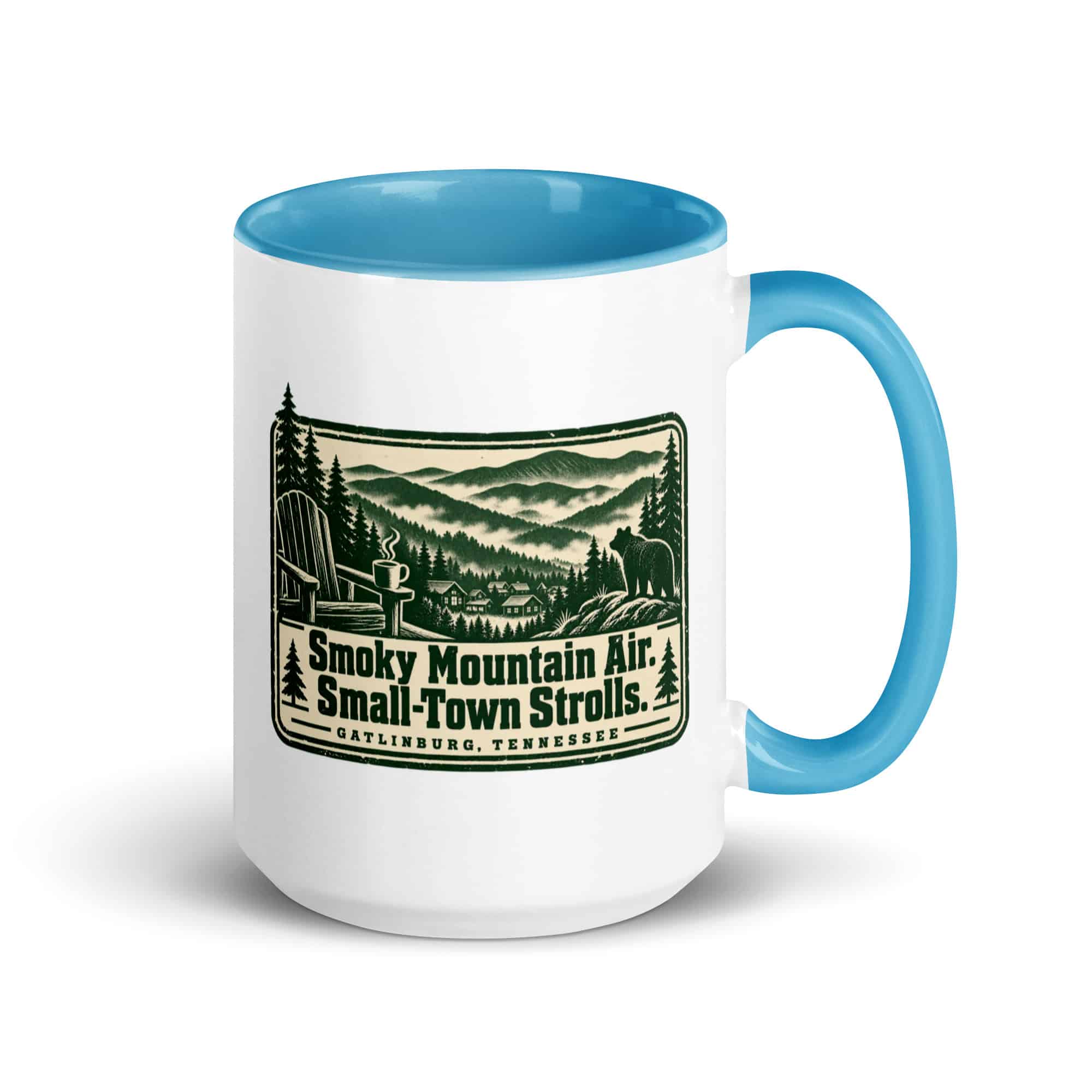 Gatlinburg and the Smokies Color Inside Coffee Mug: Smoky Mountain Air. Small-Town Strolls, Forest Ink Stamp