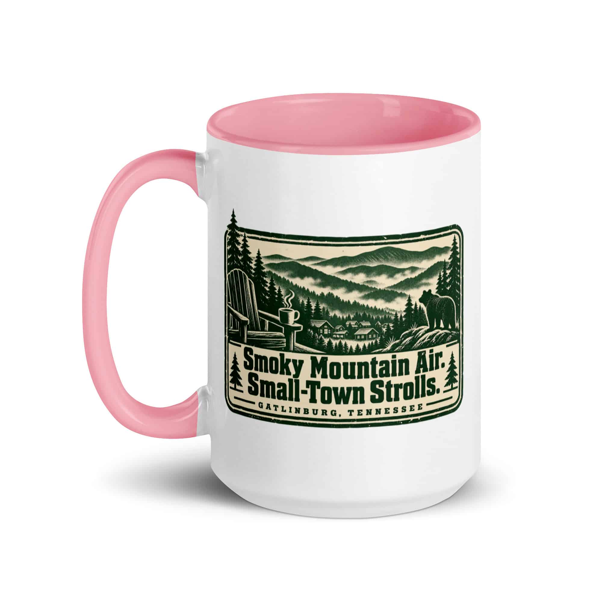 Gatlinburg and the Smokies Color Inside Coffee Mug: Smoky Mountain Air. Small-Town Strolls, Forest Ink Stamp