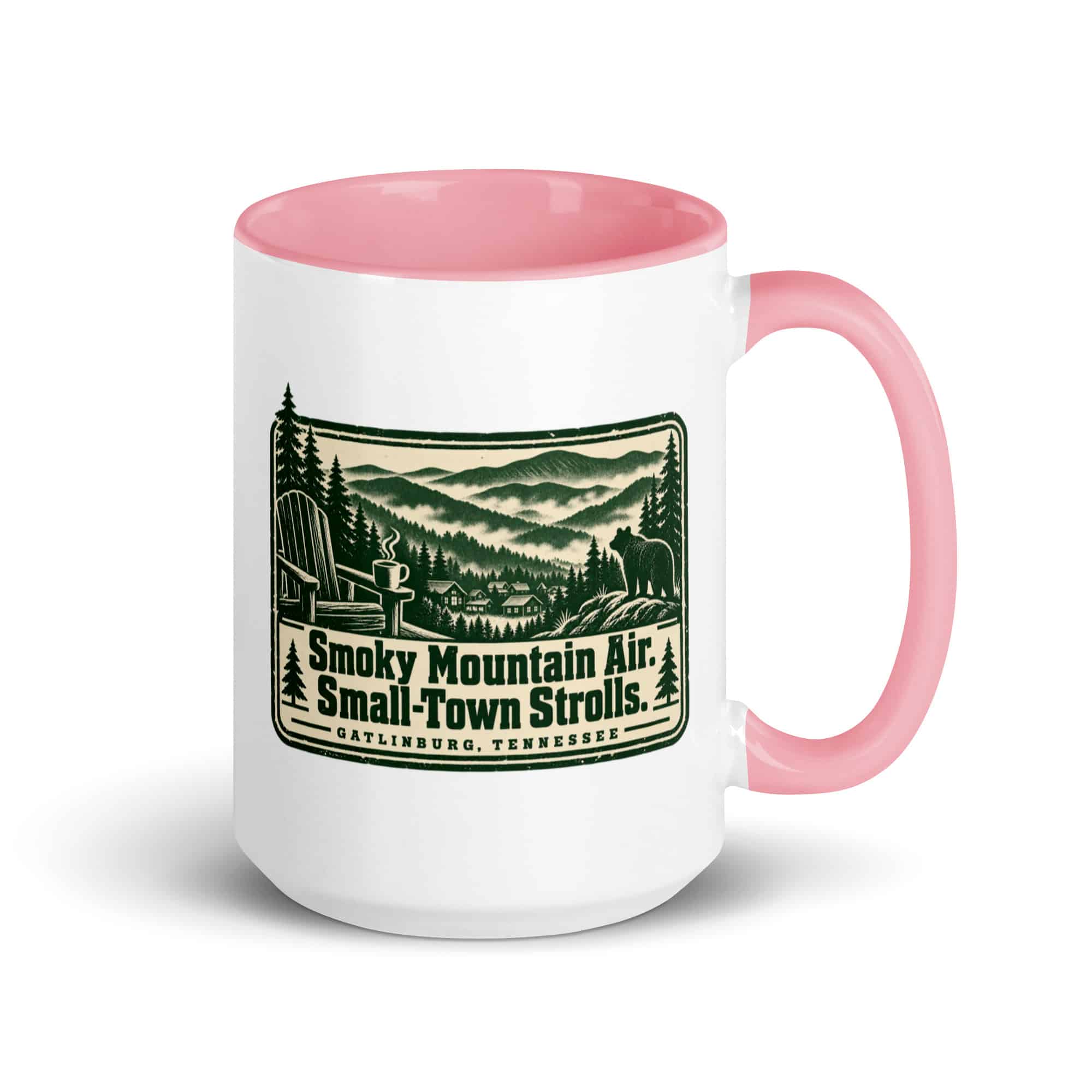 Gatlinburg and the Smokies Color Inside Coffee Mug: Smoky Mountain Air. Small-Town Strolls, Forest Ink Stamp
