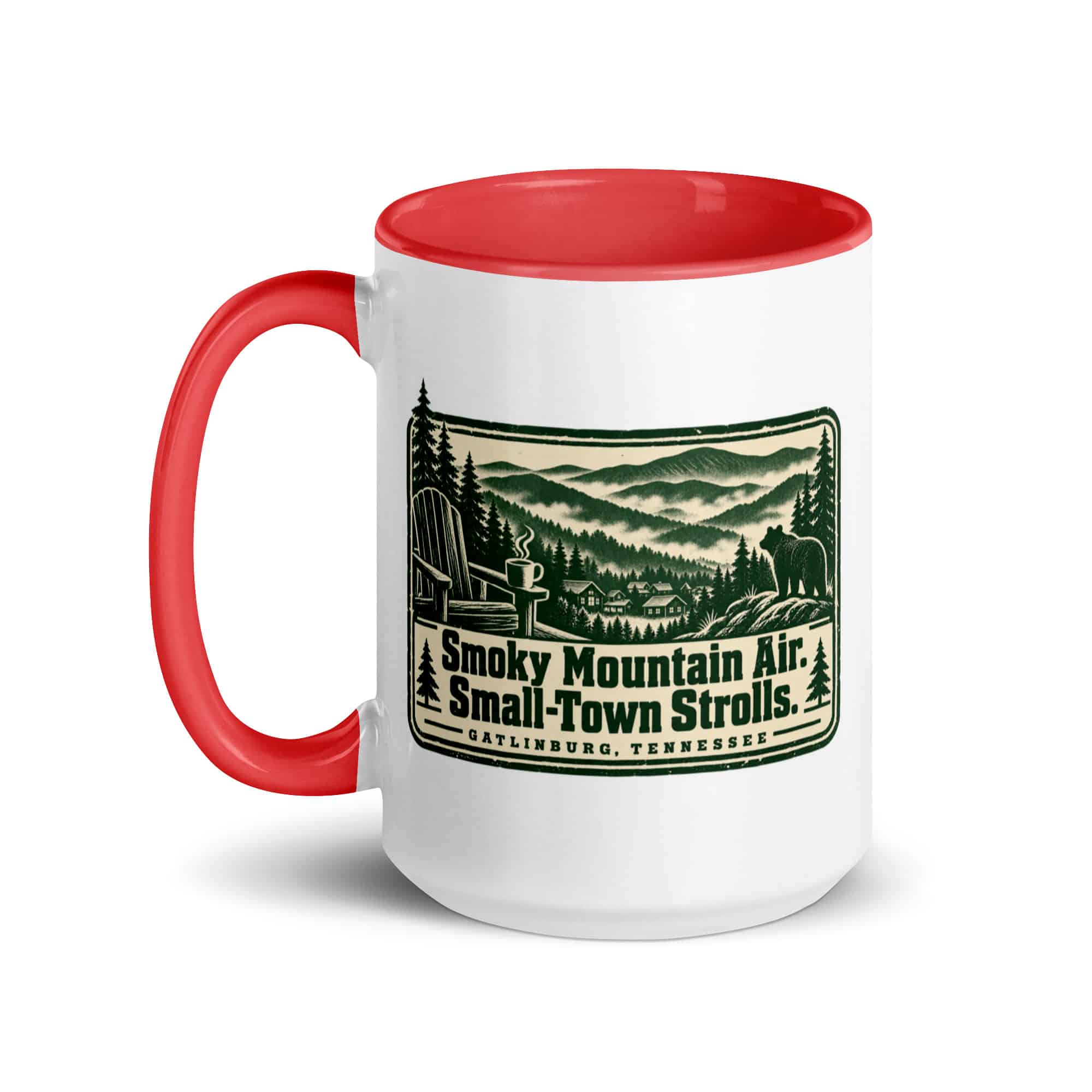 Gatlinburg and the Smokies Color Inside Coffee Mug: Smoky Mountain Air. Small-Town Strolls, Forest Ink Stamp