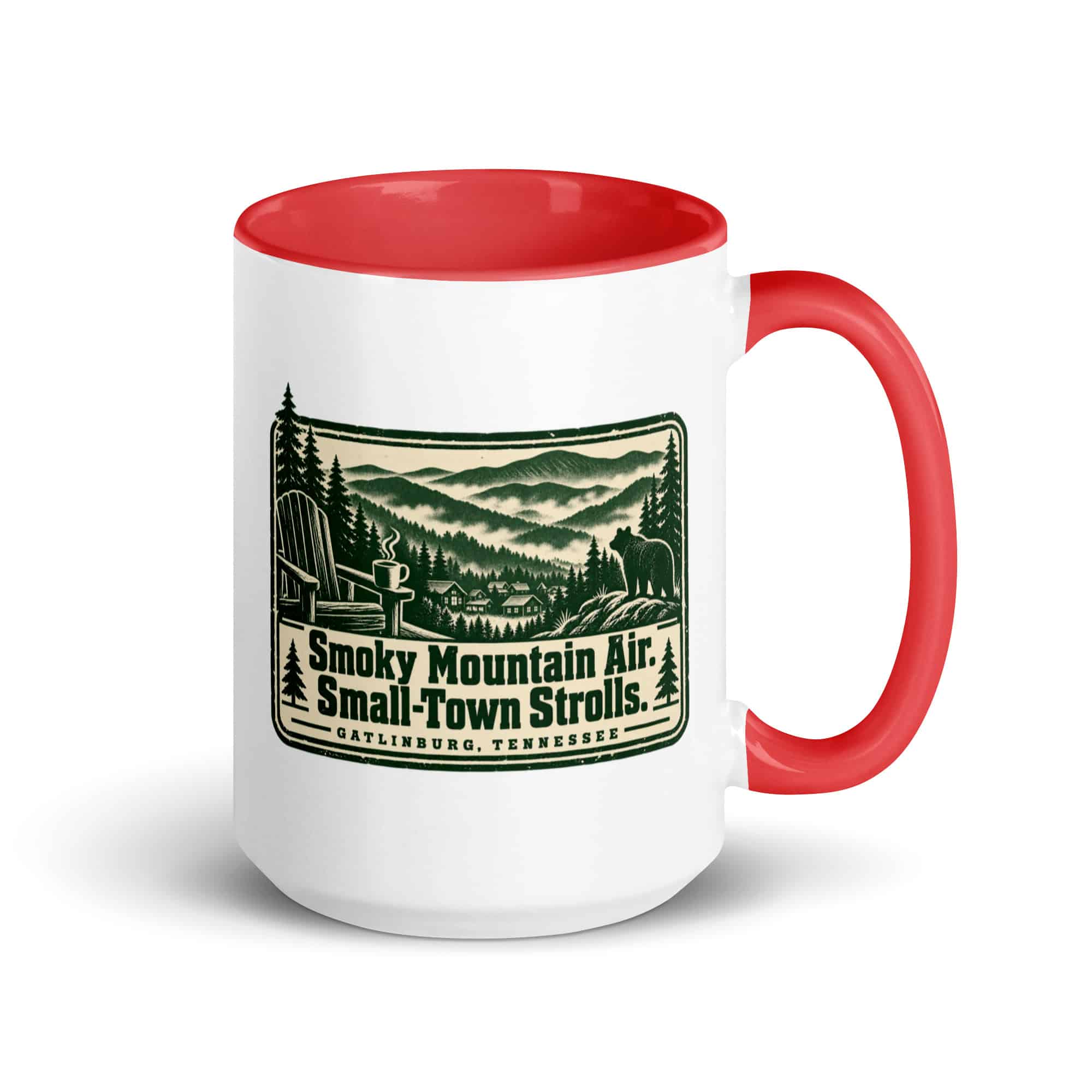 Gatlinburg and the Smokies Color Inside Coffee Mug: Smoky Mountain Air. Small-Town Strolls, Forest Ink Stamp