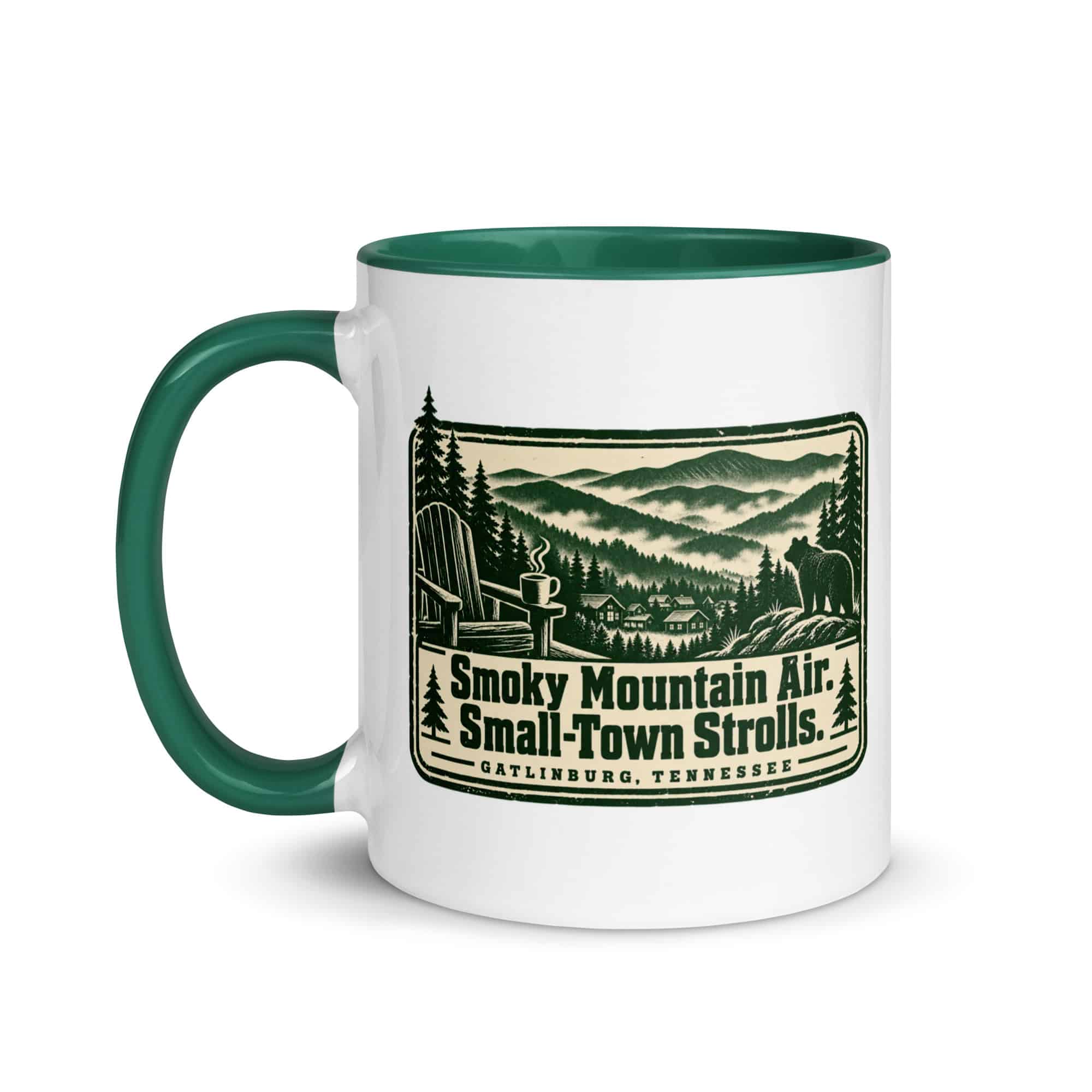 Gatlinburg and the Smokies Color Inside Coffee Mug: Smoky Mountain Air. Small-Town Strolls, Forest Ink Stamp