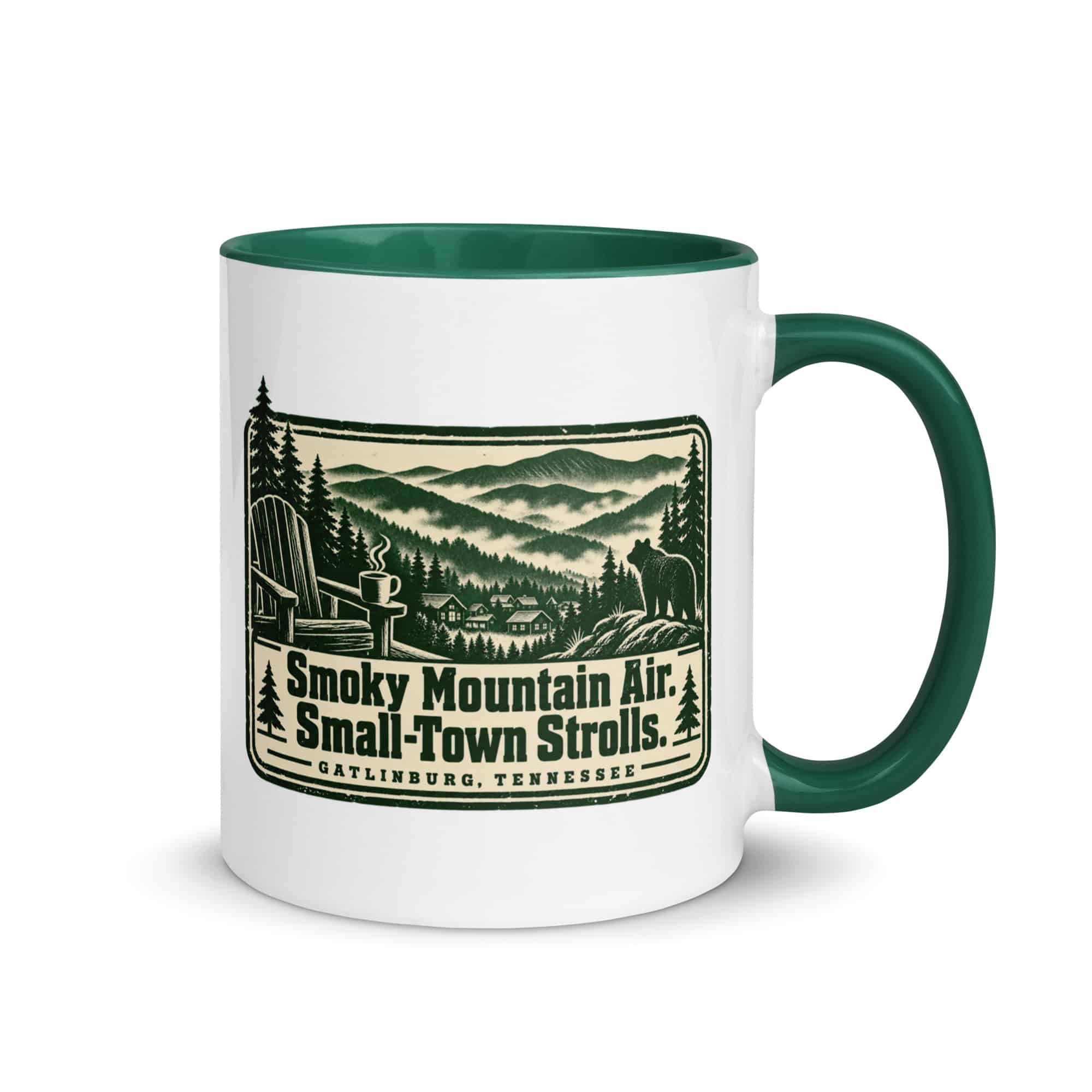 Gatlinburg and the Smokies Color Inside Coffee Mug: Smoky Mountain Air. Small-Town Strolls, Forest Ink Stamp