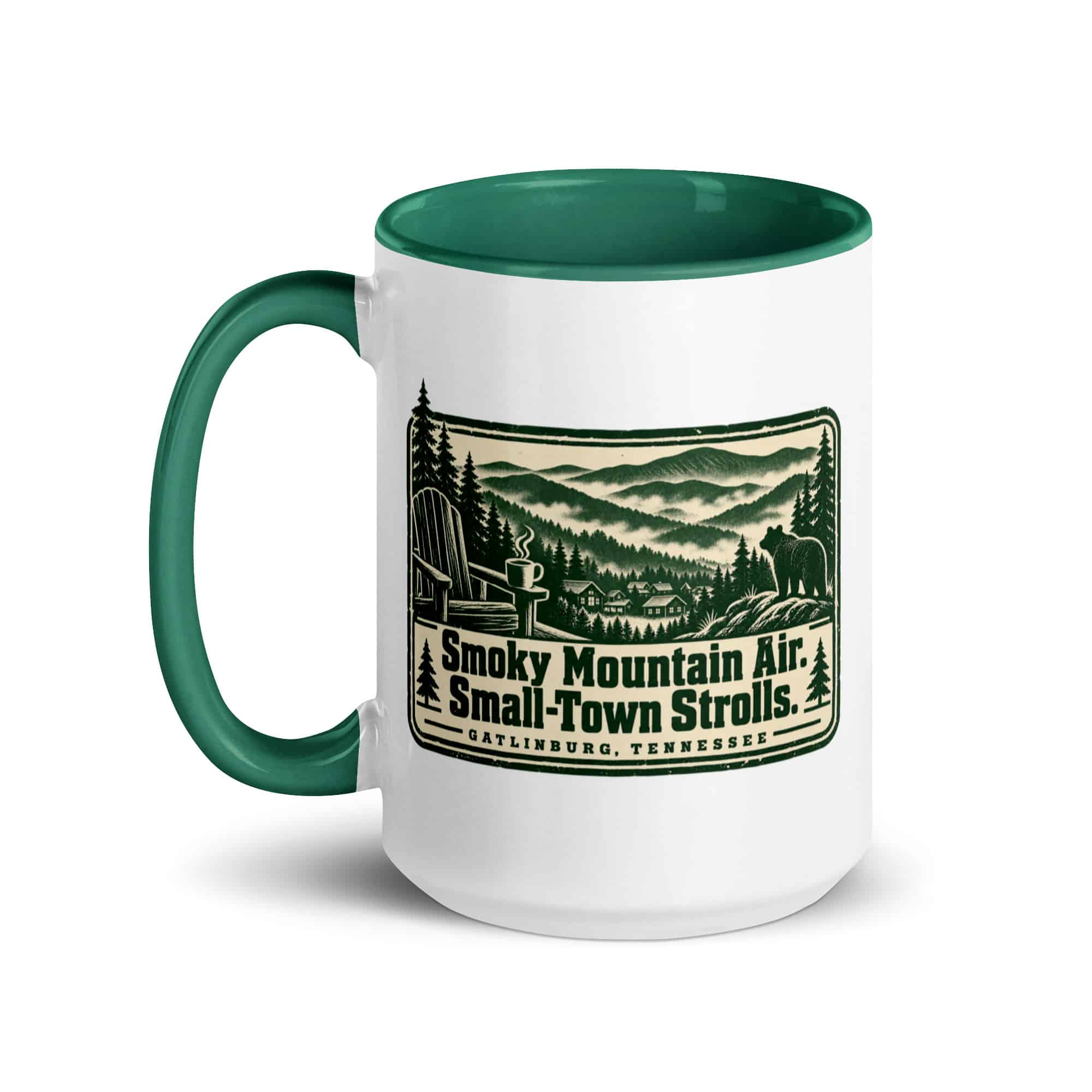 Gatlinburg and the Smokies Color Inside Coffee Mug: Smoky Mountain Air. Small-Town Strolls, Forest Ink Stamp