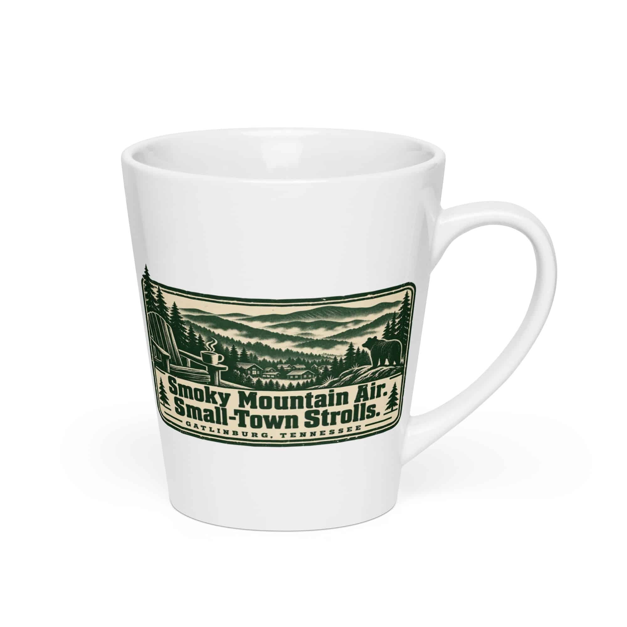 Gatlinburg and the Smokies Latte Mug: Smoky Mountain Air. Small-Town Strolls, Forest Ink Stamp