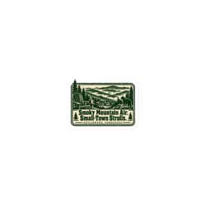 Gatlinburg and the Smokies Die-Cut Magnet: Smoky Mountain Air. Small-Town Strolls, Forest Ink Stamp - 3″×3″ - Main