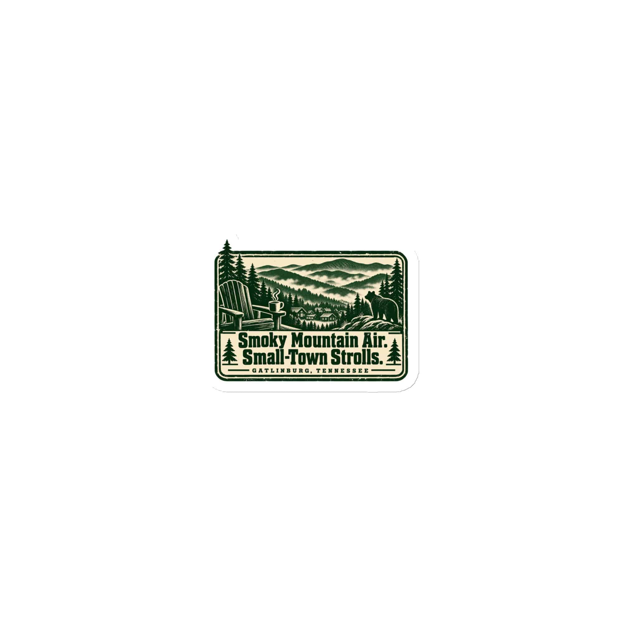 Gatlinburg and the Smokies Die-Cut Magnet: Smoky Mountain Air. Small-Town Strolls, Forest Ink Stamp