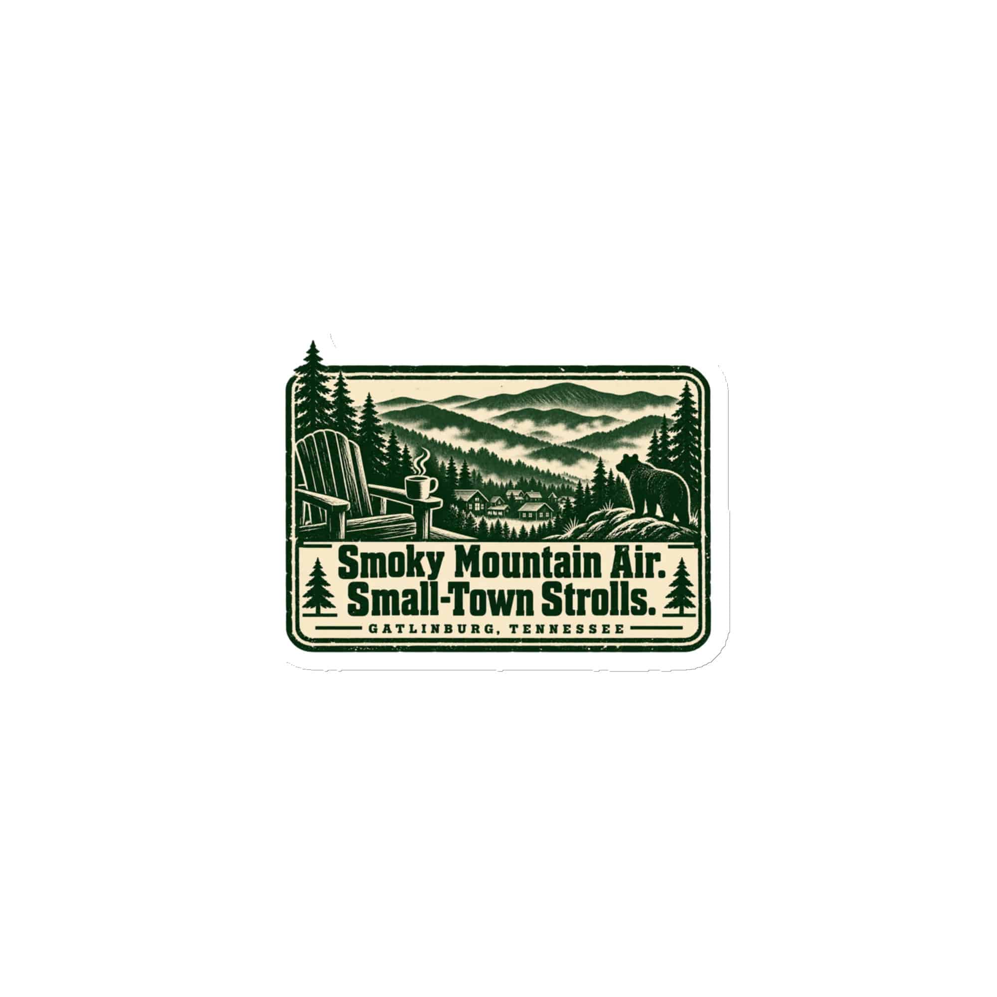 Gatlinburg and the Smokies Die-Cut Magnet: Smoky Mountain Air. Small-Town Strolls, Forest Ink Stamp