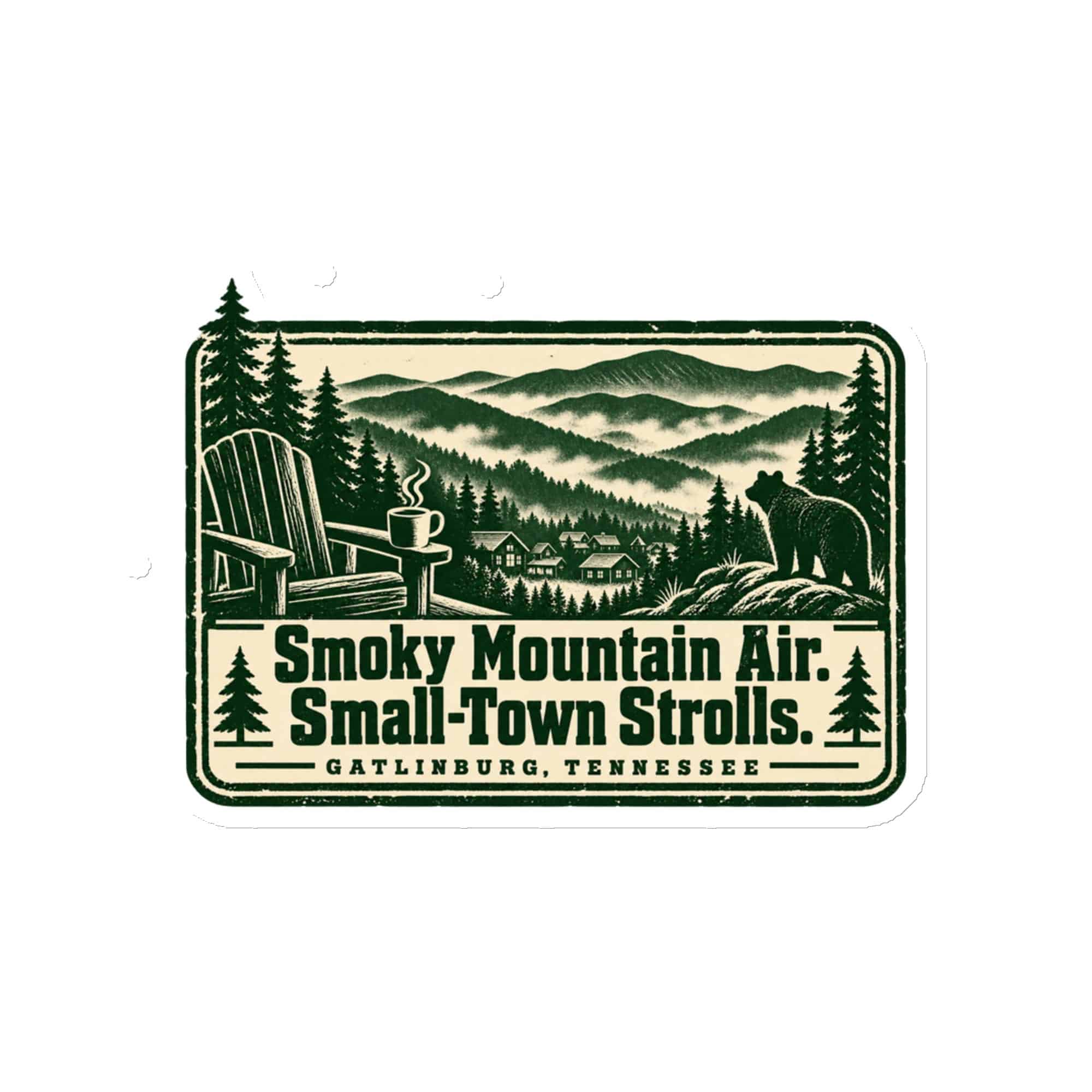 Gatlinburg and the Smokies Die-Cut Magnet: Smoky Mountain Air. Small-Town Strolls, Forest Ink Stamp