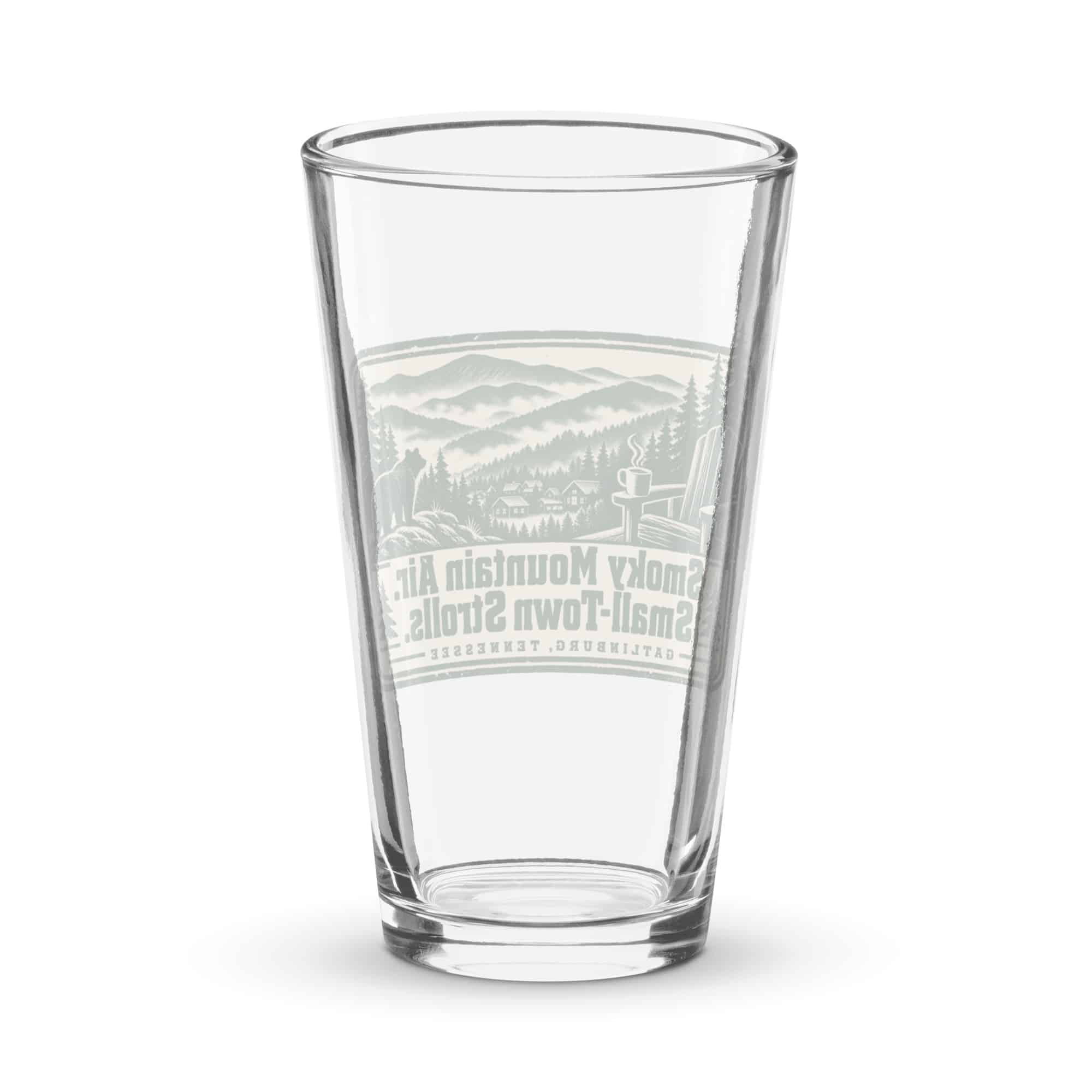 Gatlinburg and the Smokies Pint Glass: Smoky Mountain Air. Small-Town Strolls, Forest Ink Stamp