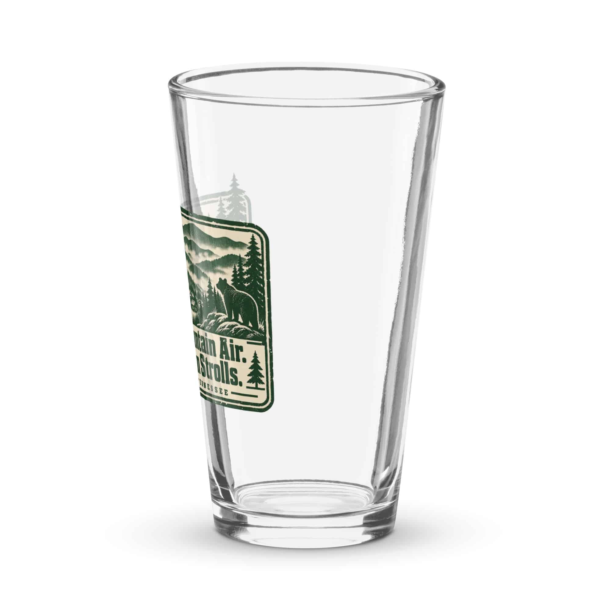 Gatlinburg and the Smokies Pint Glass: Smoky Mountain Air. Small-Town Strolls, Forest Ink Stamp