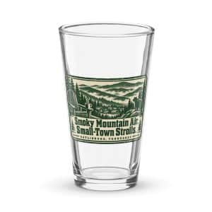 Gatlinburg and the Smokies Pint Glass: Smoky Mountain Air. Small-Town Strolls, Forest Ink Stamp - 16 oz - Main