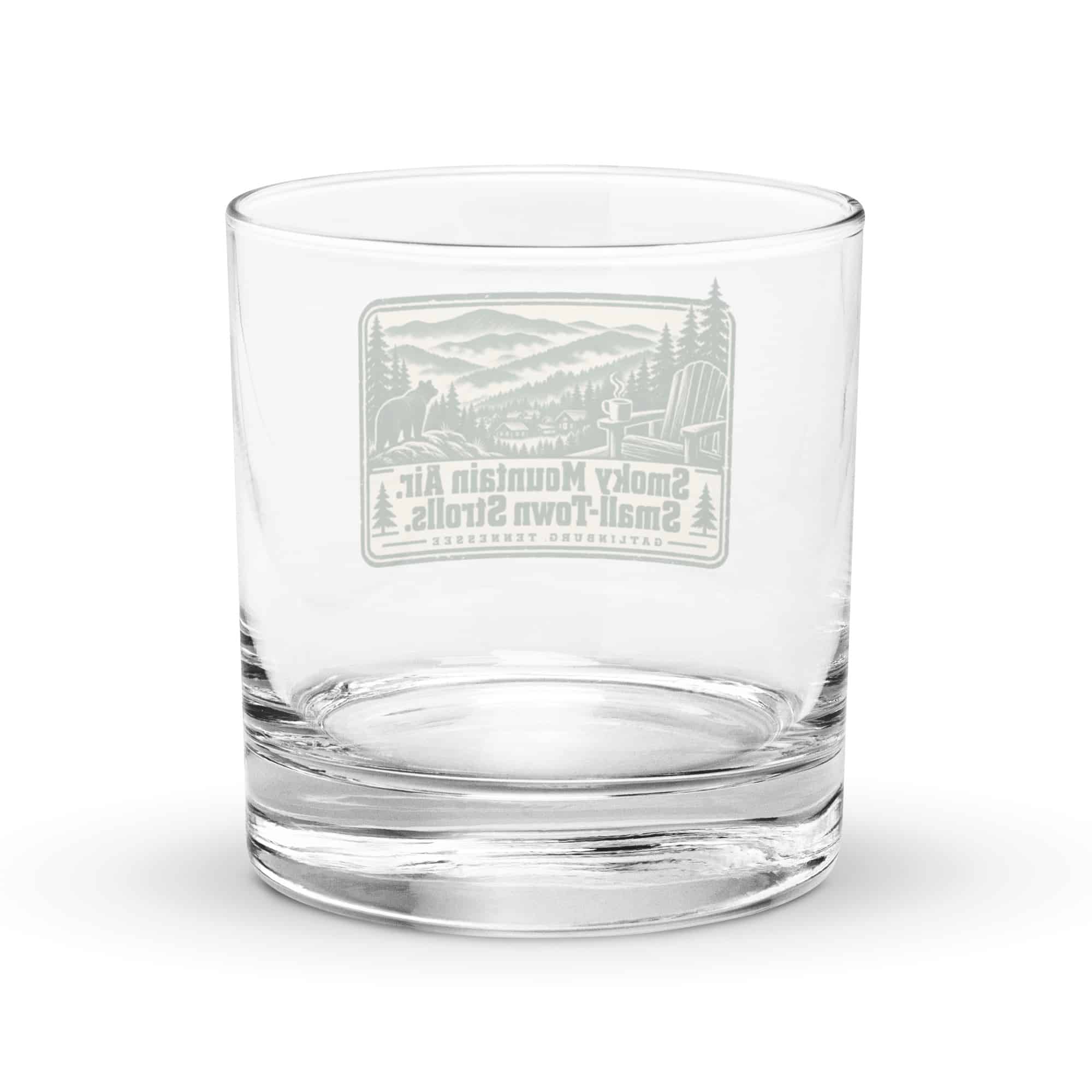 Gatlinburg and the Smokies Rocks Glass: Smoky Mountain Air. Small-Town Strolls, Forest Ink Stamp