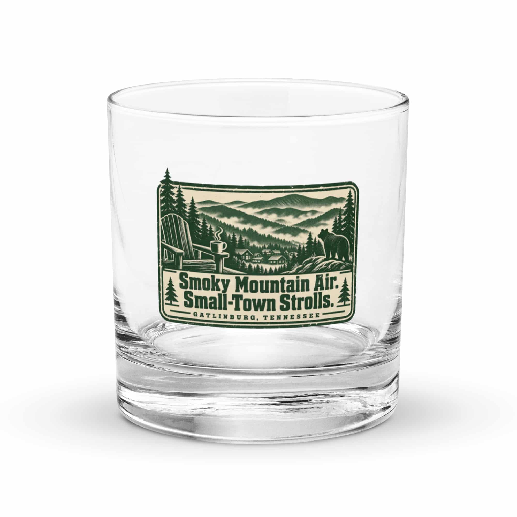 Gatlinburg and the Smokies Rocks Glass: Smoky Mountain Air. Small-Town Strolls, Forest Ink Stamp