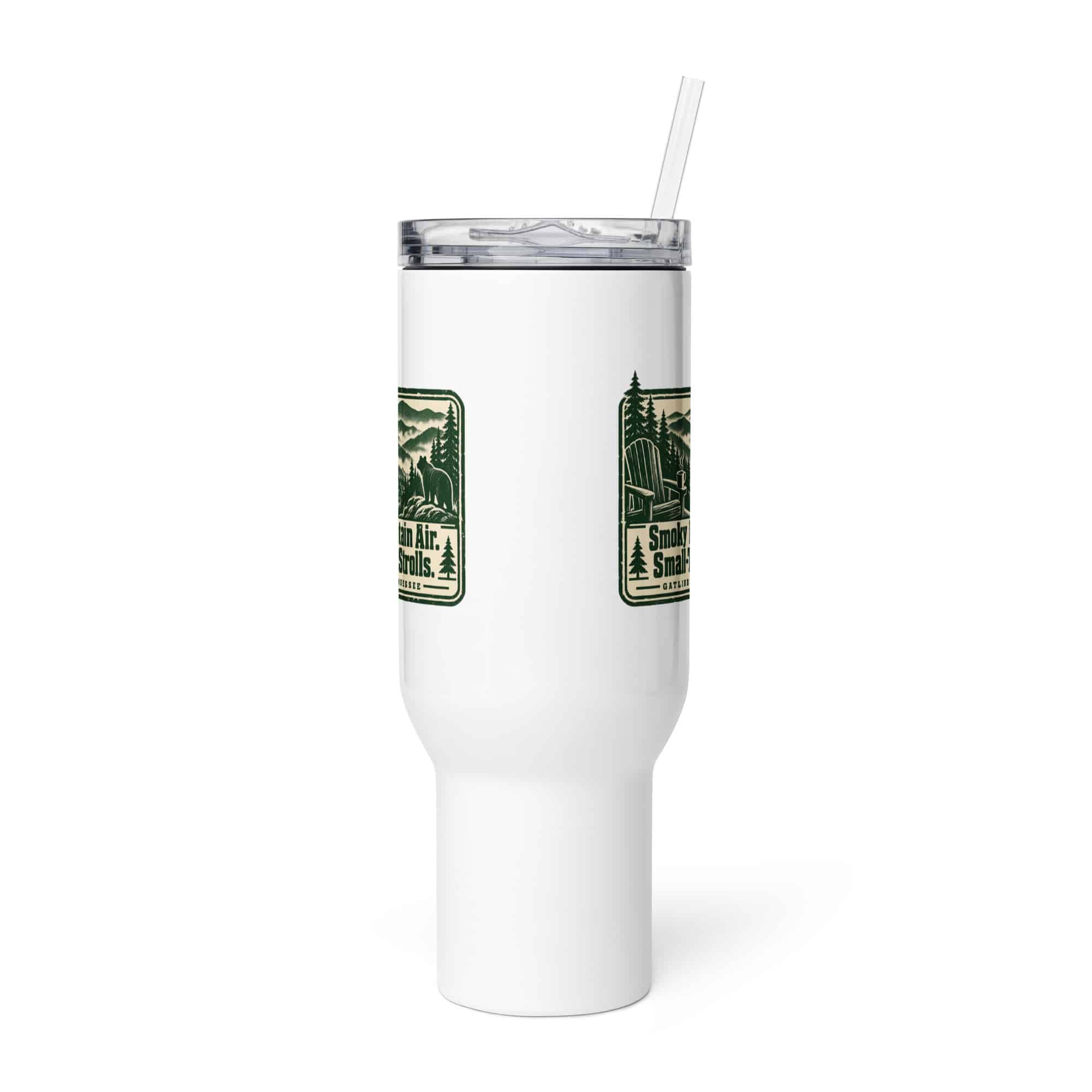 Gatlinburg and the Smokies Travel Mug: Smoky Mountain Air. Small-Town Strolls, Forest Ink Stamp