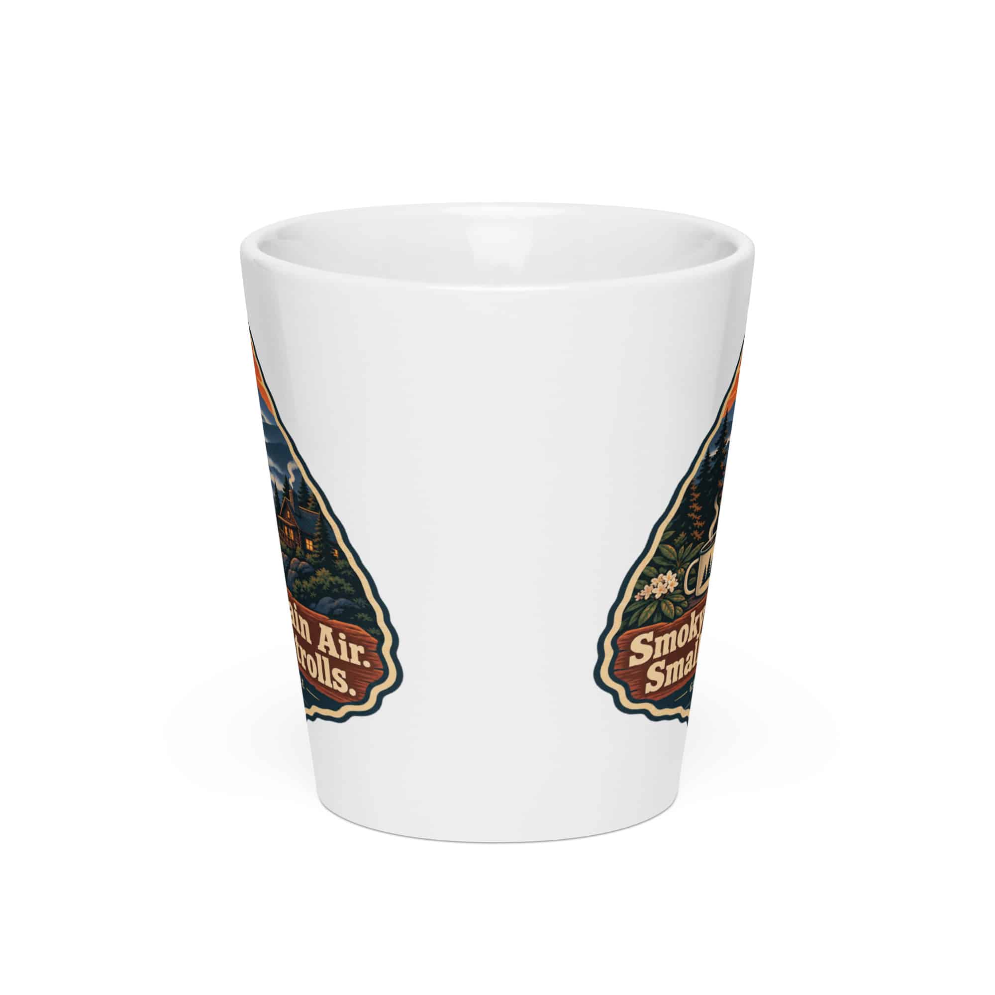 Gatlinburg and the Smokies Latte Mug: Smoky Mountain Air. Small-Town Strolls, Scenic Shield Badge