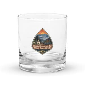 Gatlinburg and the Smokies Rocks Glass: Smoky Mountain Air. Small-Town Strolls, Scenic Shield Badge - 10.5 oz - Main
