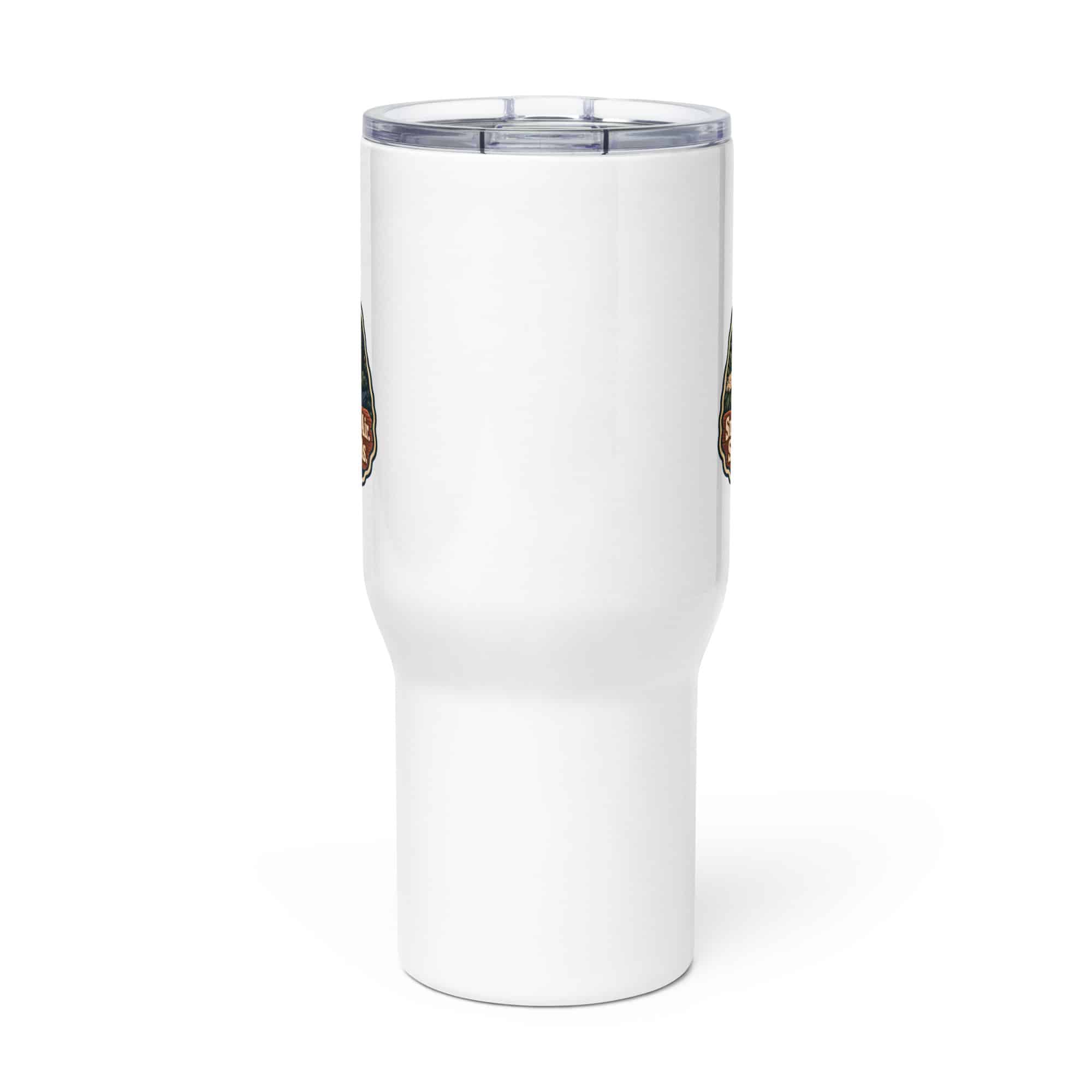 Gatlinburg and the Smokies Travel Mug: Smoky Mountain Air. Small-Town Strolls, Scenic Shield Badge