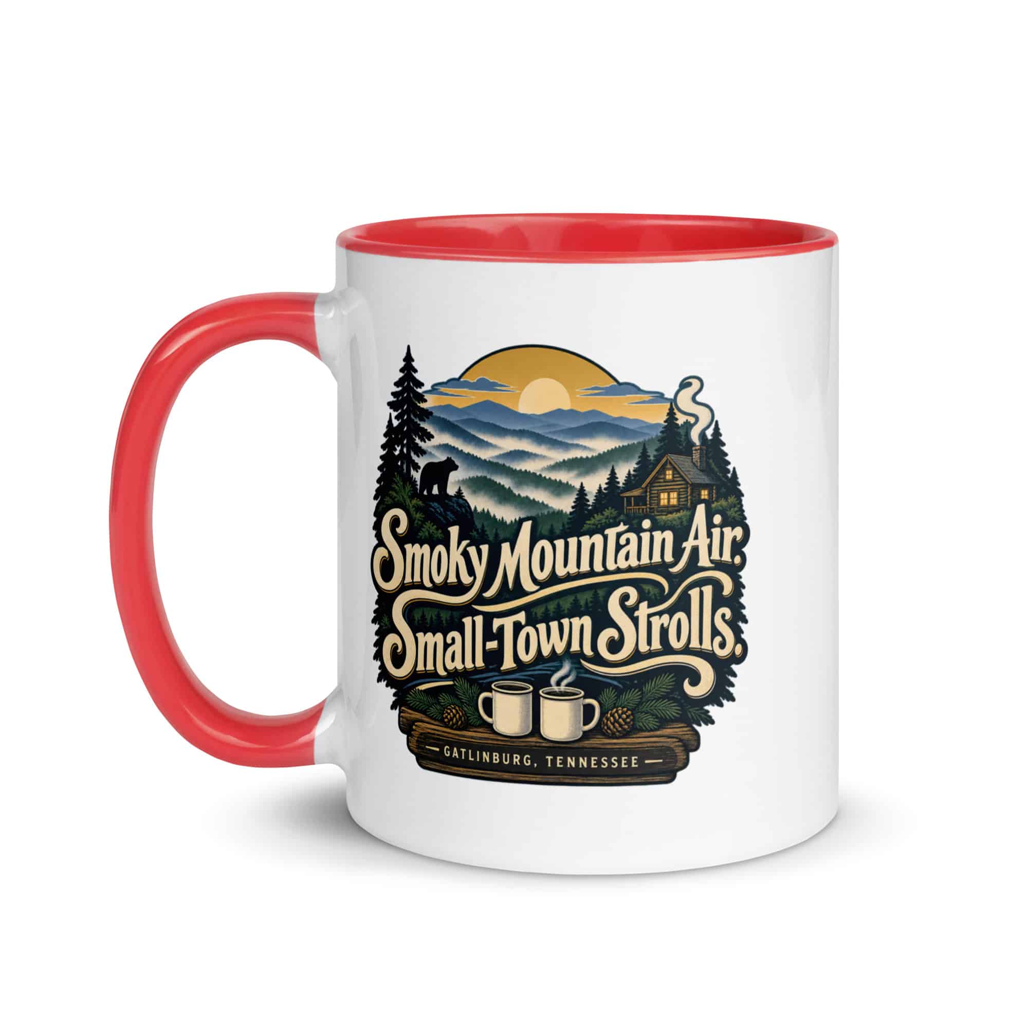 Gatlinburg and the Smokies Color Inside Coffee Mug: Smoky Mountain Air. Small-Town Strolls, Woodland Scenic Lettering
