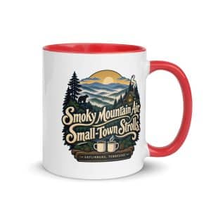 Gatlinburg and the Smokies Color Inside Coffee Mug: Smoky Mountain Air. Small-Town Strolls, Woodland Scenic Lettering - 11 oz - Main