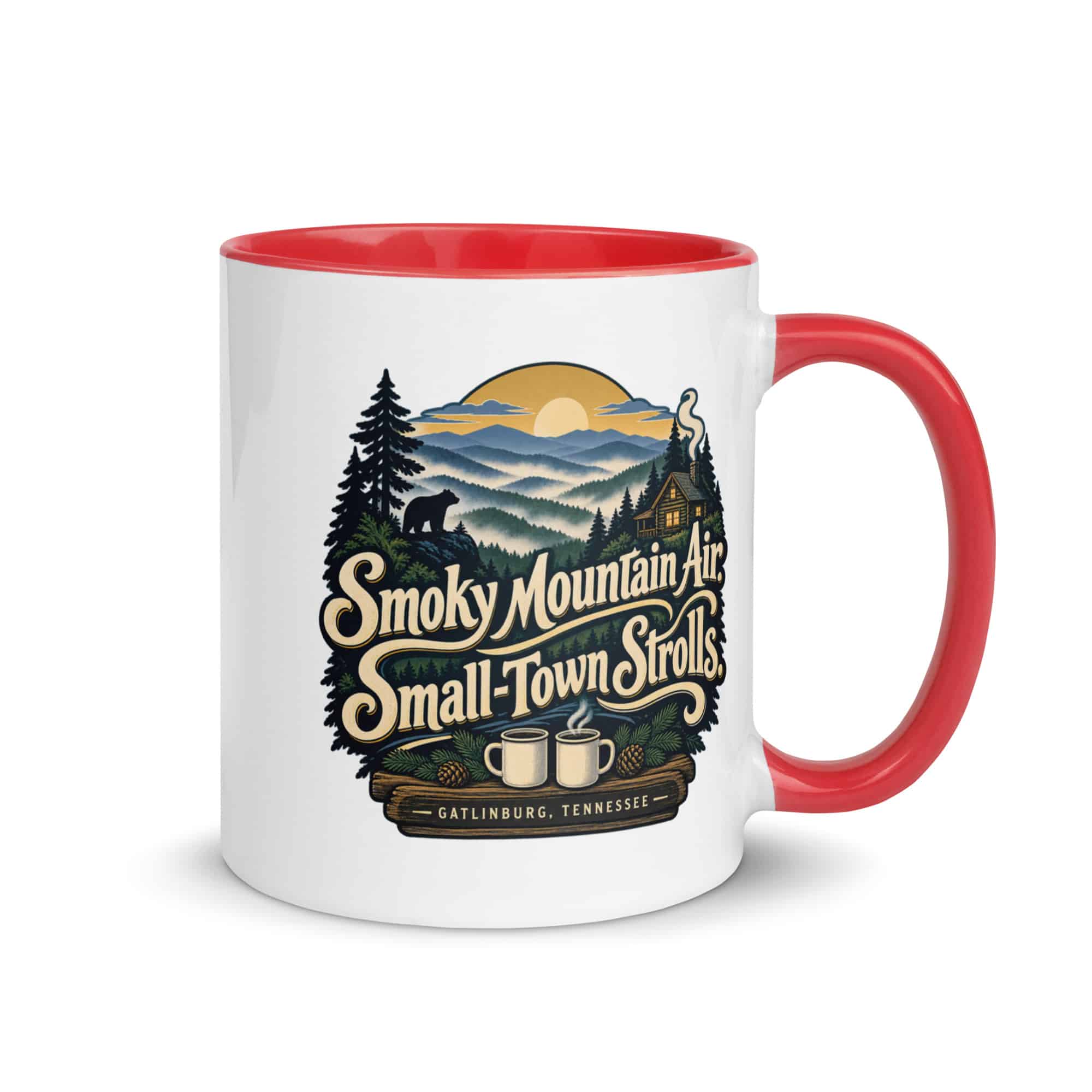 Gatlinburg and the Smokies Color Inside Coffee Mug: Smoky Mountain Air. Small-Town Strolls, Woodland Scenic Lettering