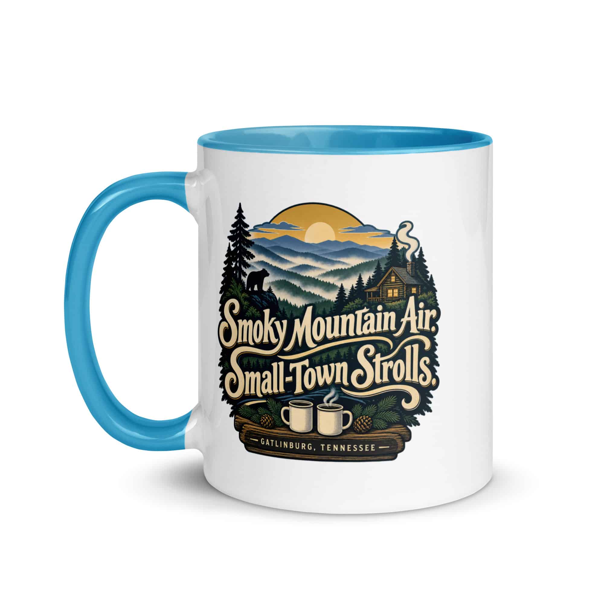 Gatlinburg and the Smokies Color Inside Coffee Mug: Smoky Mountain Air. Small-Town Strolls, Woodland Scenic Lettering