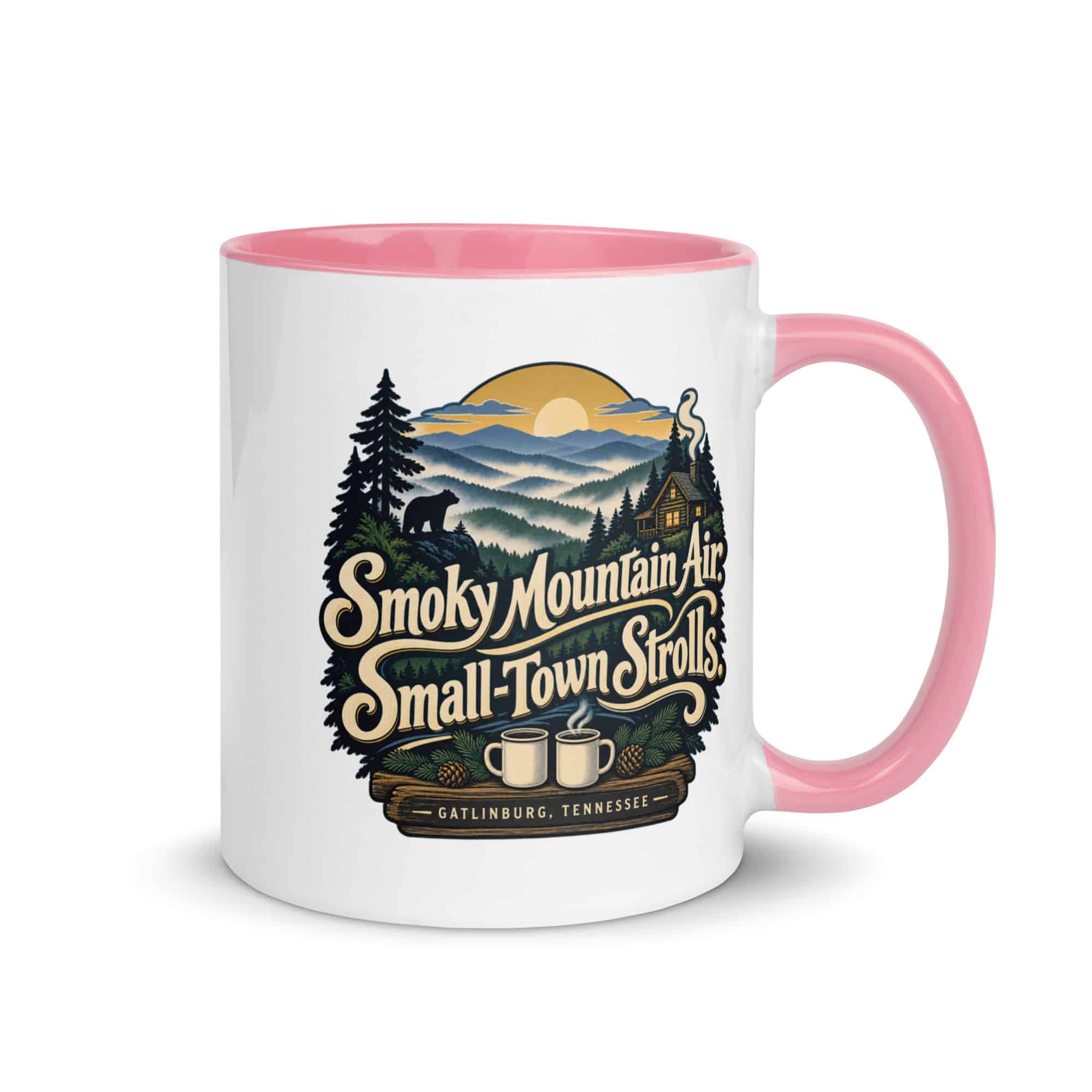 Gatlinburg and the Smokies Color Inside Coffee Mug: Smoky Mountain Air. Small-Town Strolls, Woodland Scenic Lettering
