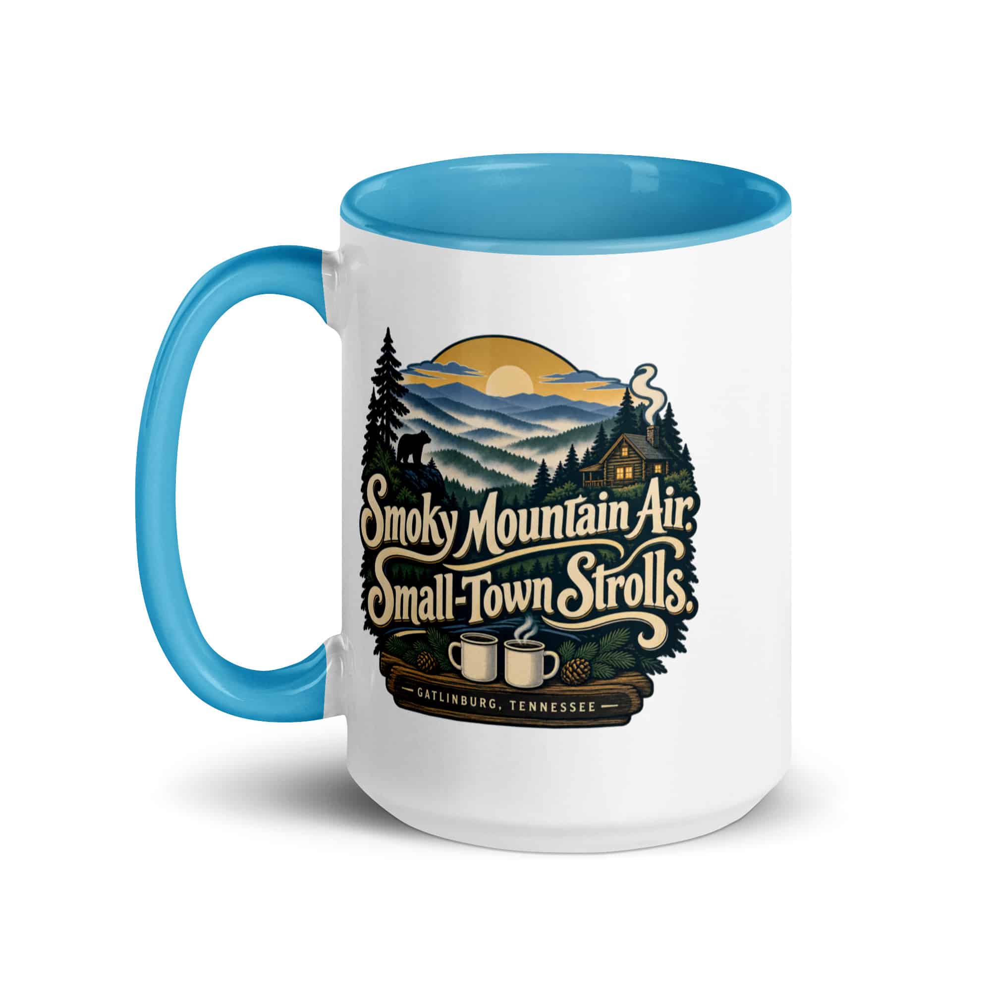 Gatlinburg and the Smokies Color Inside Coffee Mug: Smoky Mountain Air. Small-Town Strolls, Woodland Scenic Lettering