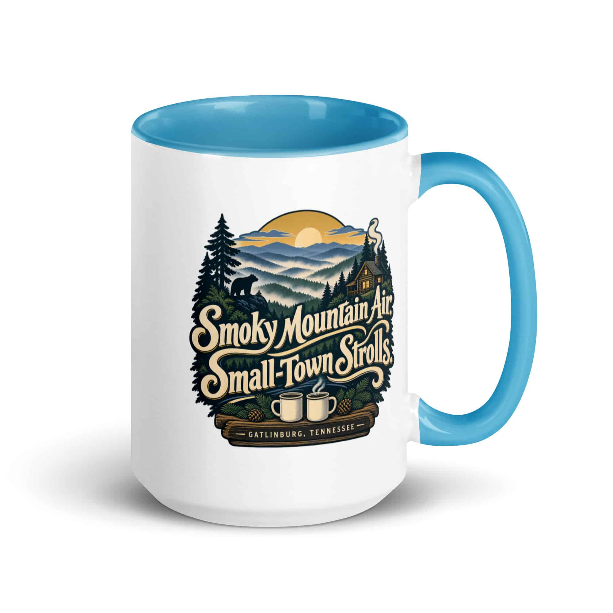 Gatlinburg and the Smokies Color Inside Coffee Mug: Smoky Mountain Air. Small-Town Strolls, Woodland Scenic Lettering