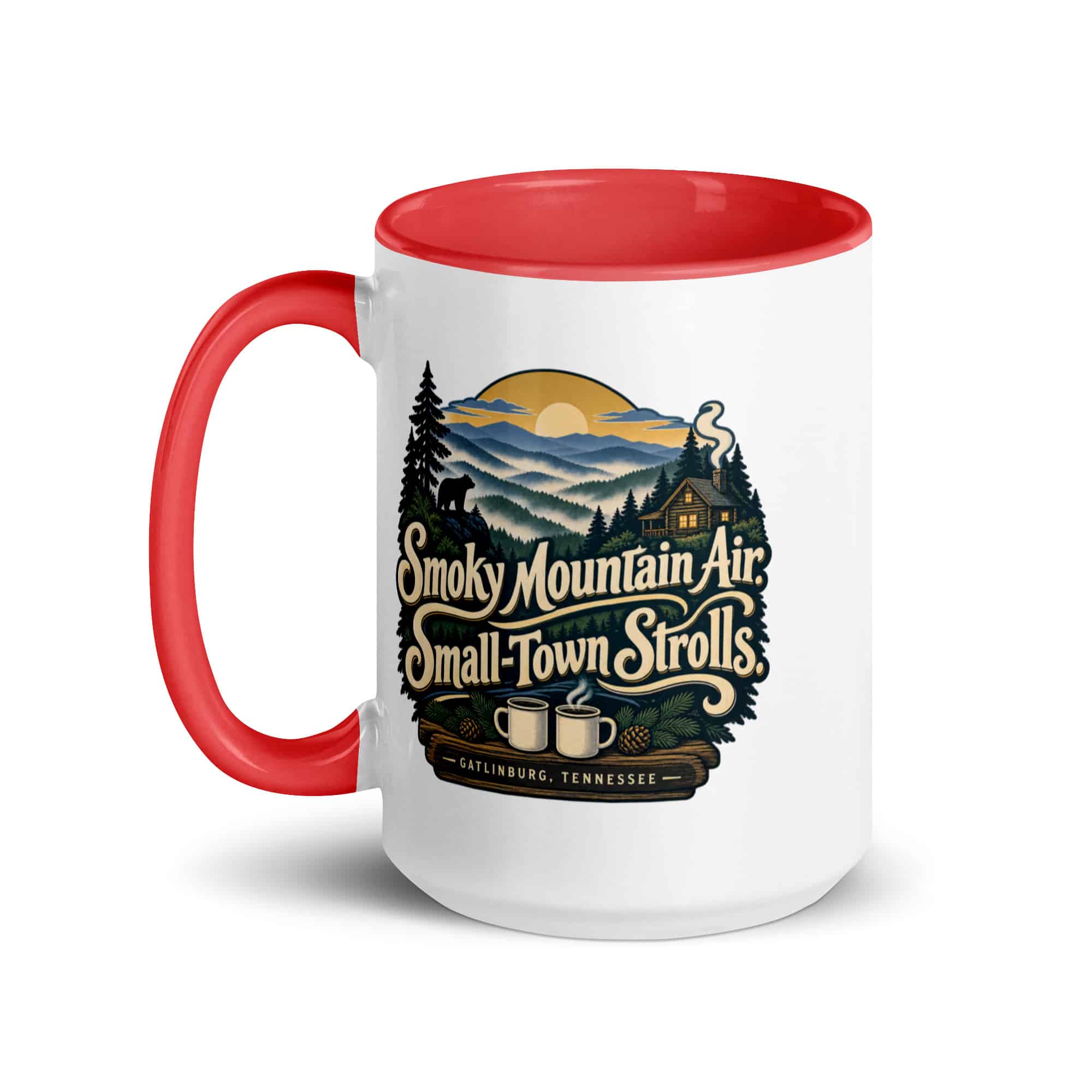 Gatlinburg and the Smokies Color Inside Coffee Mug: Smoky Mountain Air. Small-Town Strolls, Woodland Scenic Lettering