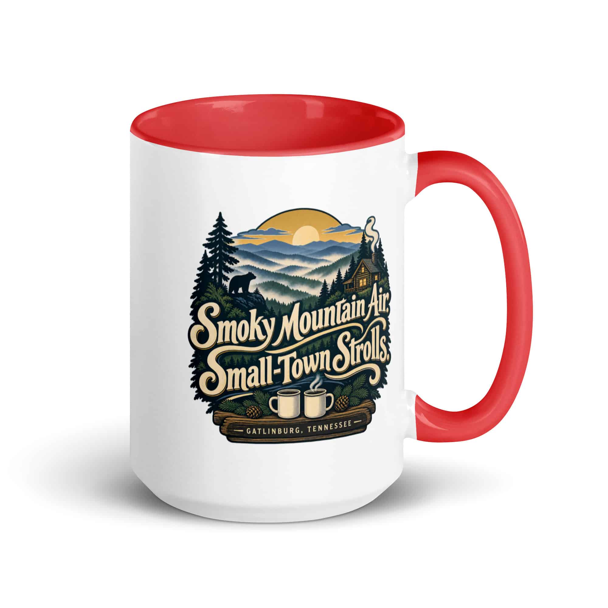 Gatlinburg and the Smokies Color Inside Coffee Mug: Smoky Mountain Air. Small-Town Strolls, Woodland Scenic Lettering