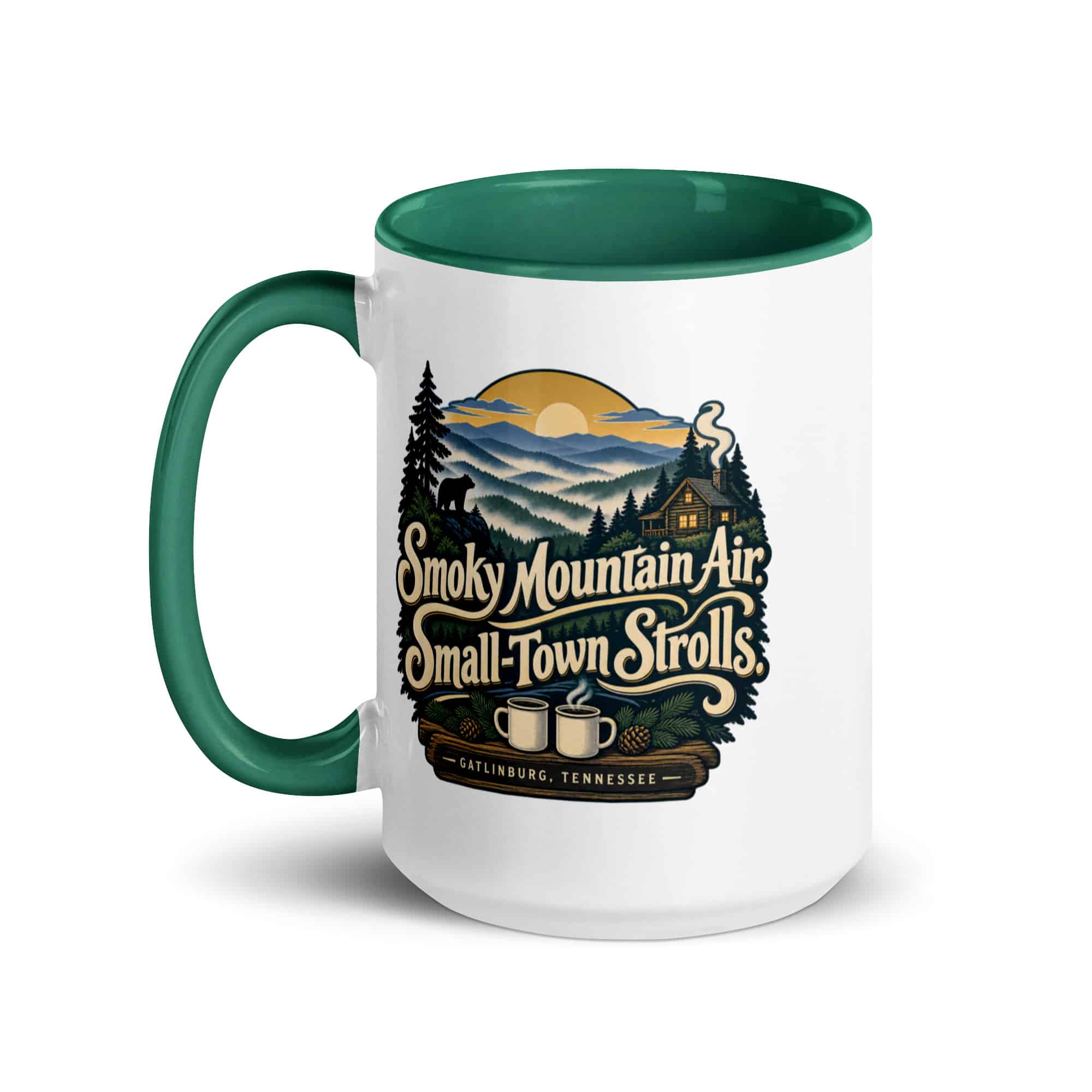 Gatlinburg and the Smokies Color Inside Coffee Mug: Smoky Mountain Air. Small-Town Strolls, Woodland Scenic Lettering