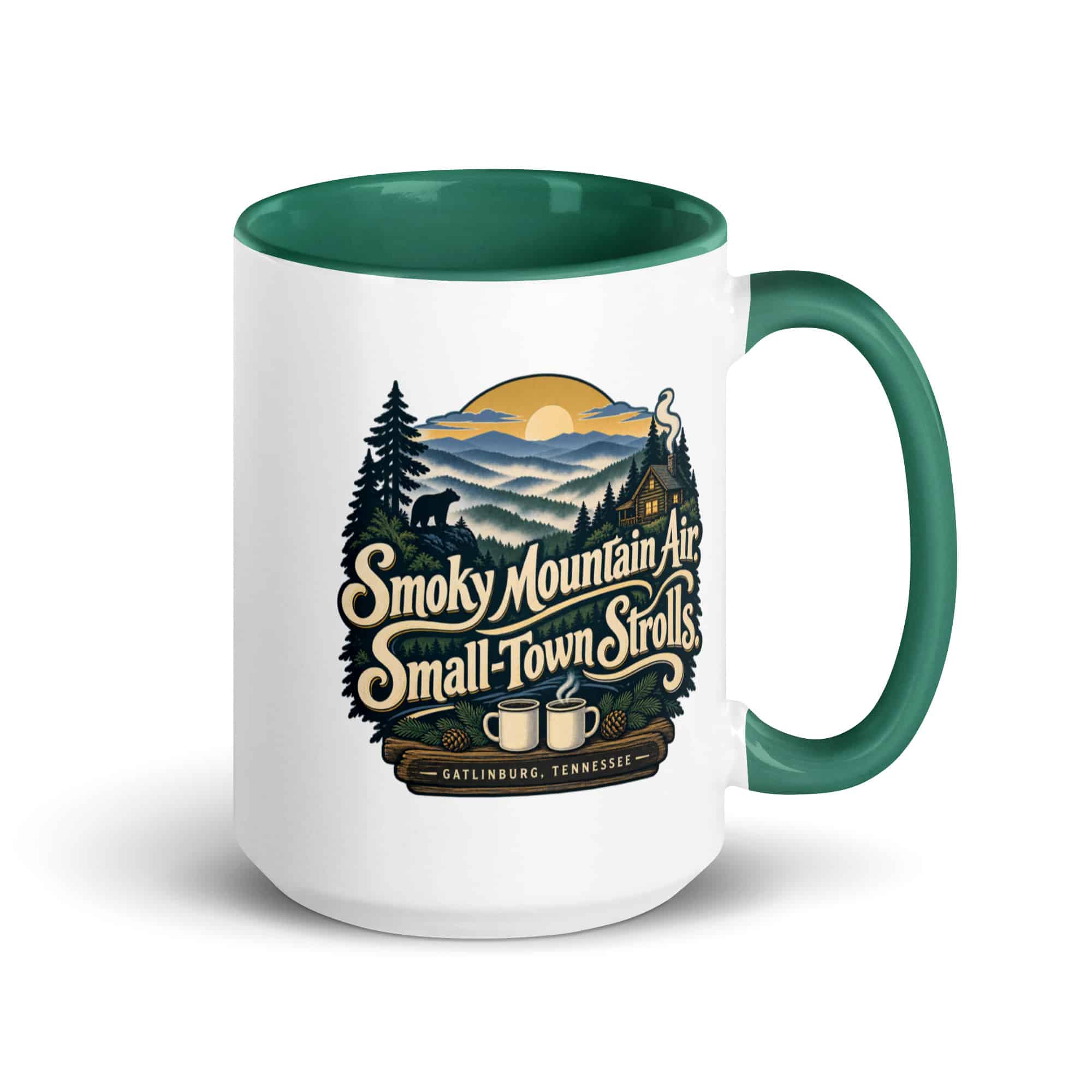 Gatlinburg and the Smokies Color Inside Coffee Mug: Smoky Mountain Air. Small-Town Strolls, Woodland Scenic Lettering